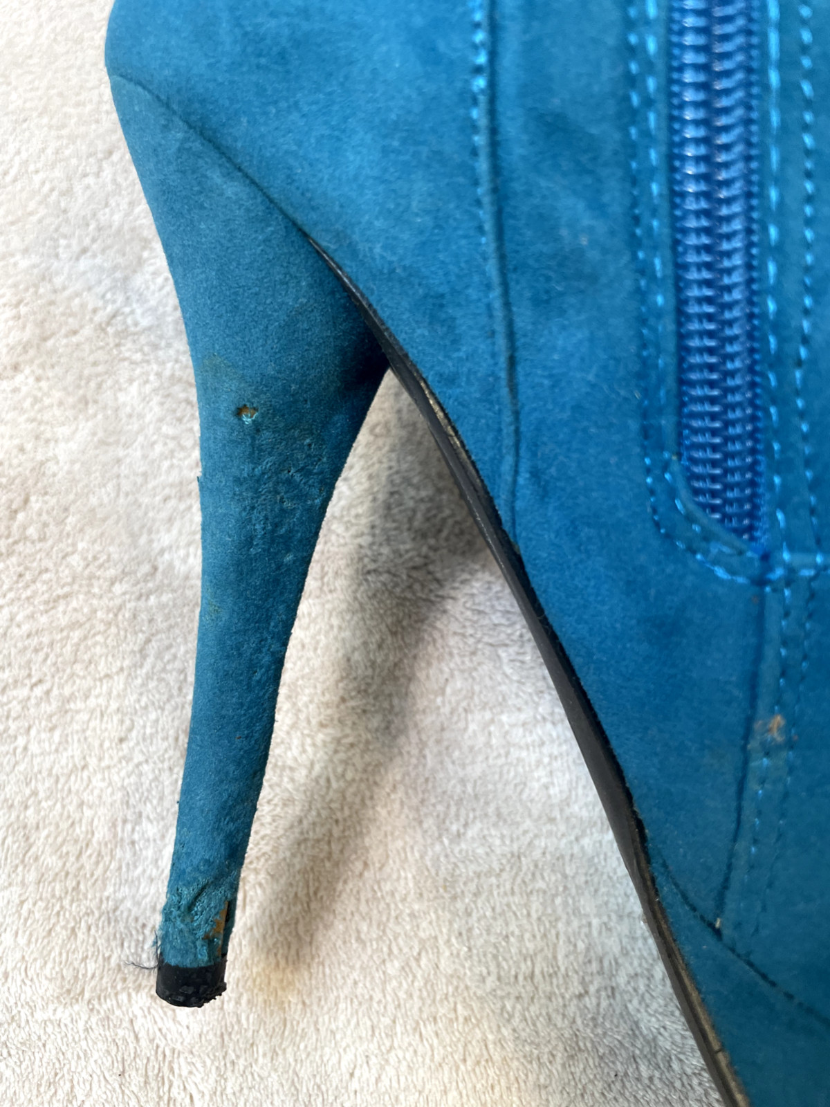 High Heels 18″ Knee-High 5.5″ Platform Stiletto Blue Faux Suede Zipper Sz7 Machi
