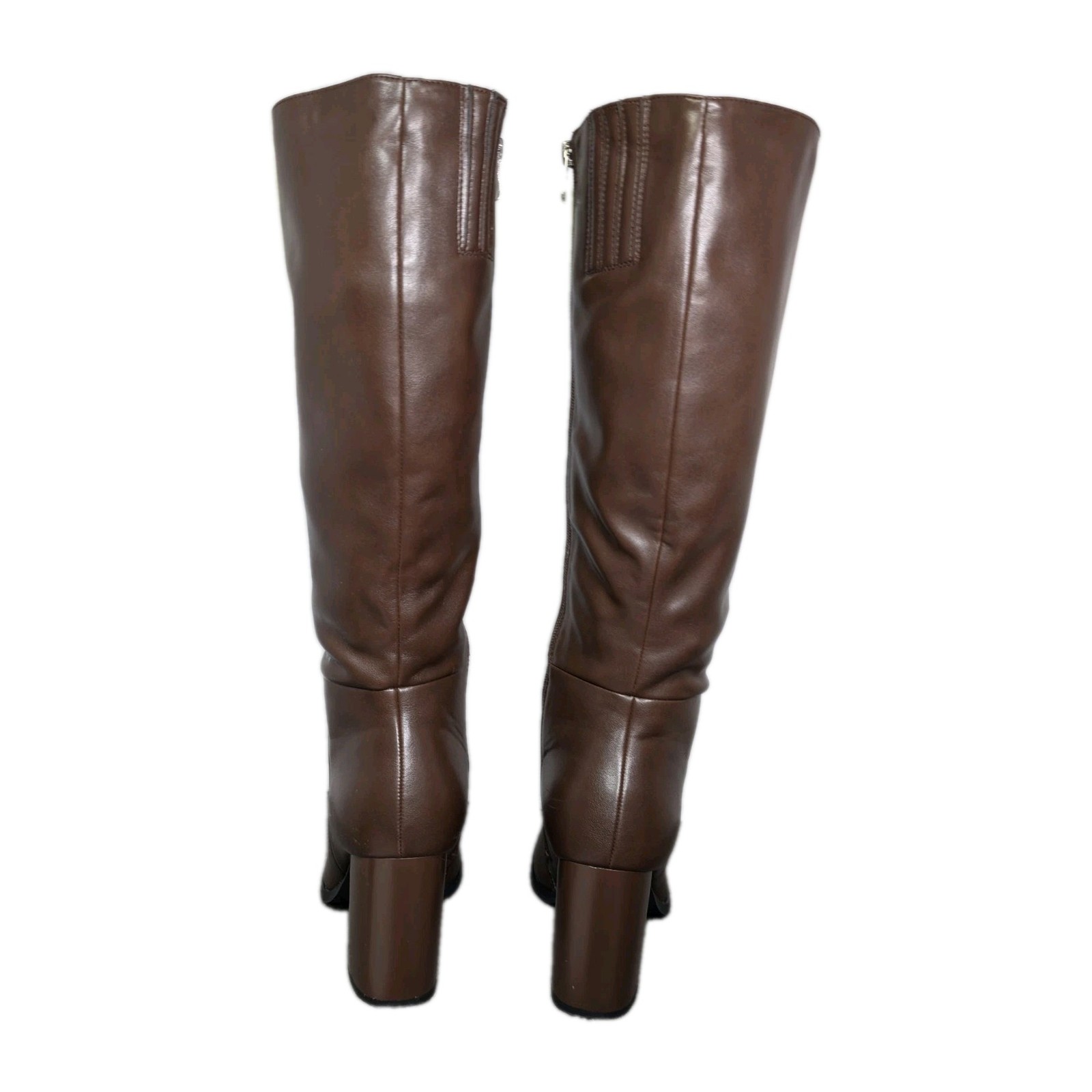 Women Knee High Block Heel Boots Stretch Calf Chocolate Size 6 New