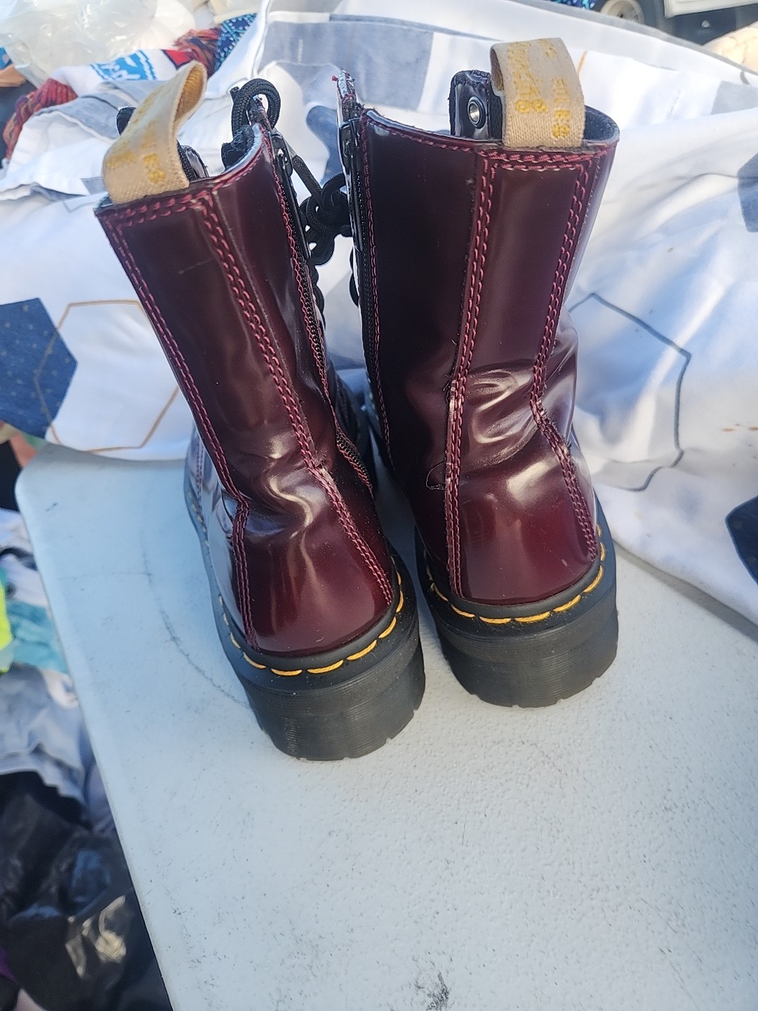 Dr. Martens Jadon Cherry Red Arcadia Leather Platform Boots Mens 6