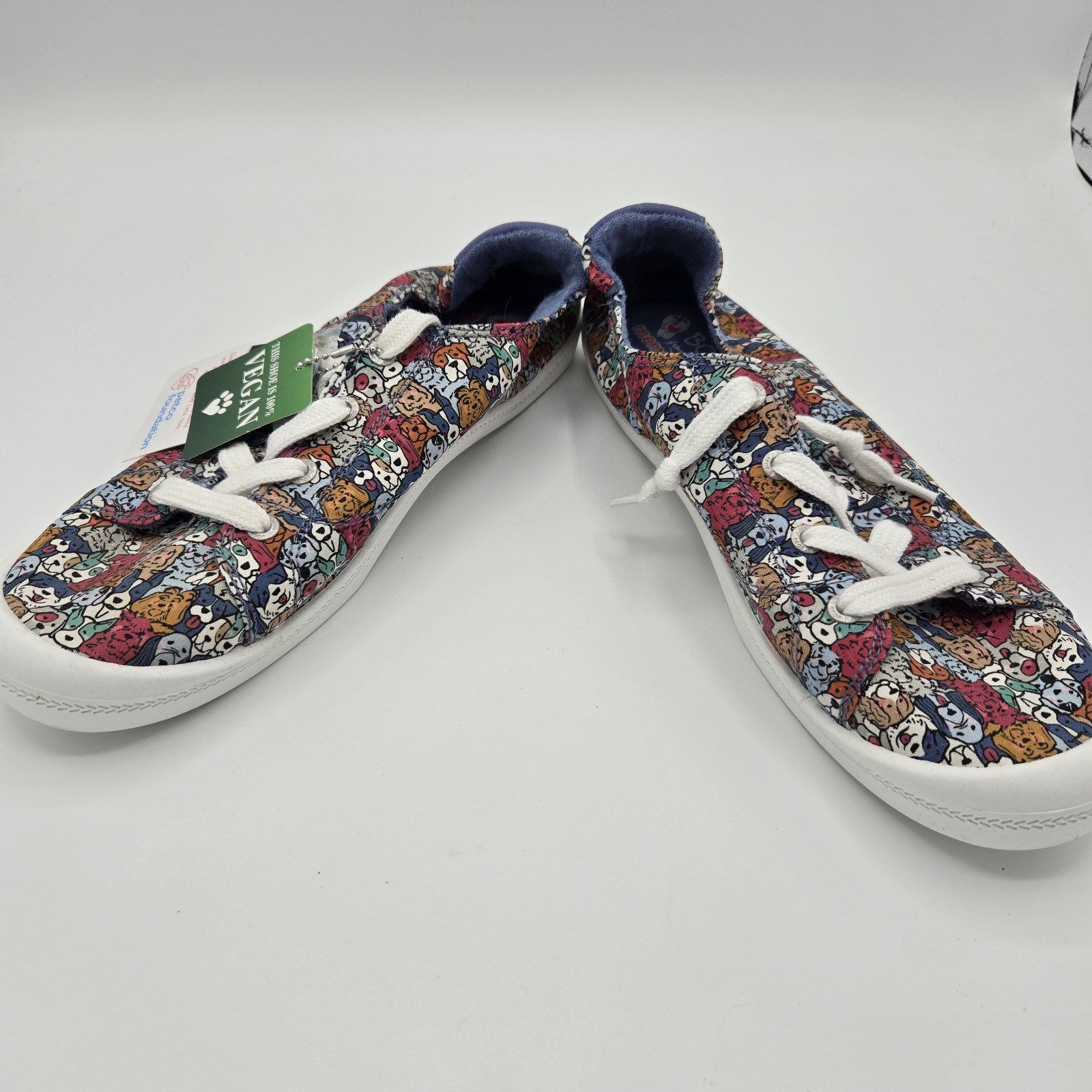 Bobs By Skechers Womens Sz 10 Memory Foam Vegan Dogs Sneakers Plus Keychain