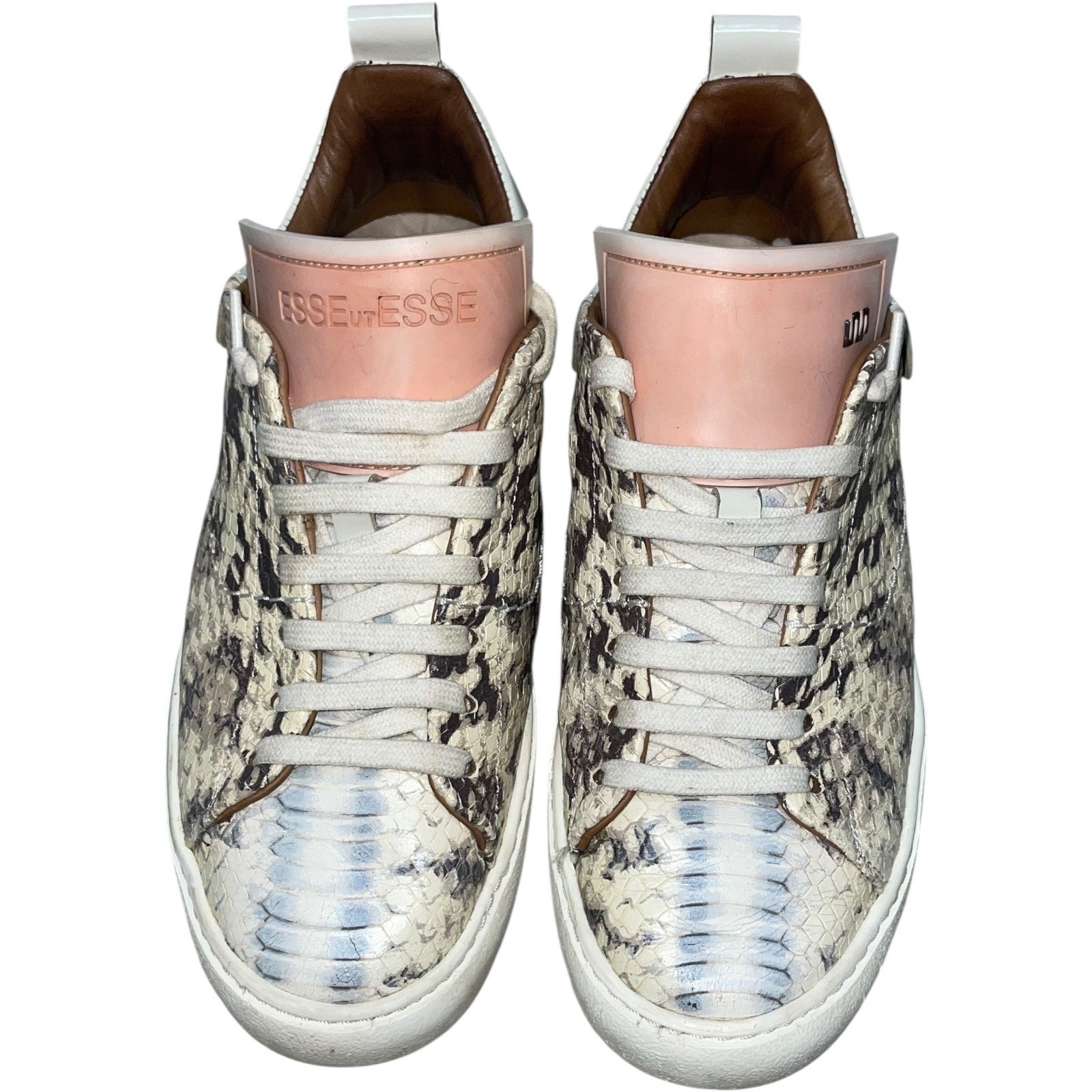 Esseutesse Beige Pink Phyton Skin Sneakers Size: EU 36 US 6.5