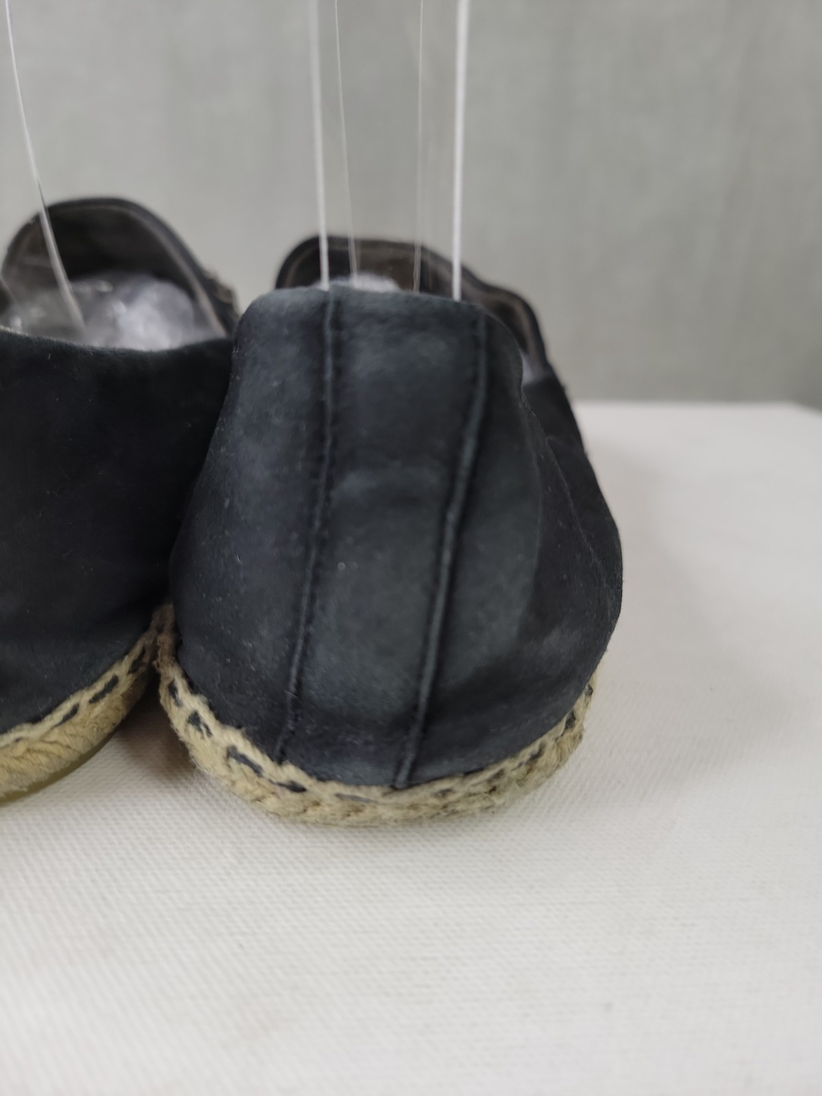 Tory Burch Women’s Black Leather Eleanor Tonal Logo Espadrilles Shoes Size 10.5