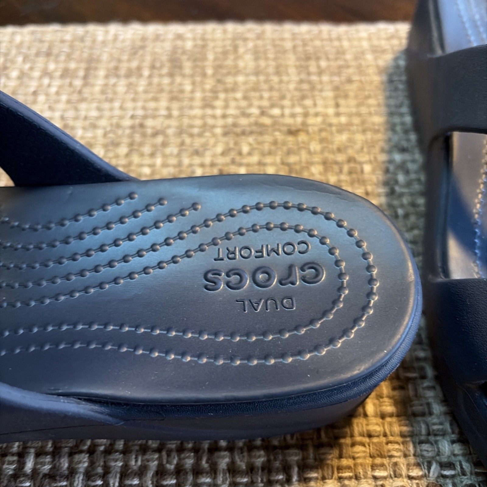 Crocs Monterey Diamante Wedge Slide Sandals Slip On Women 8 Navy Blue 206367