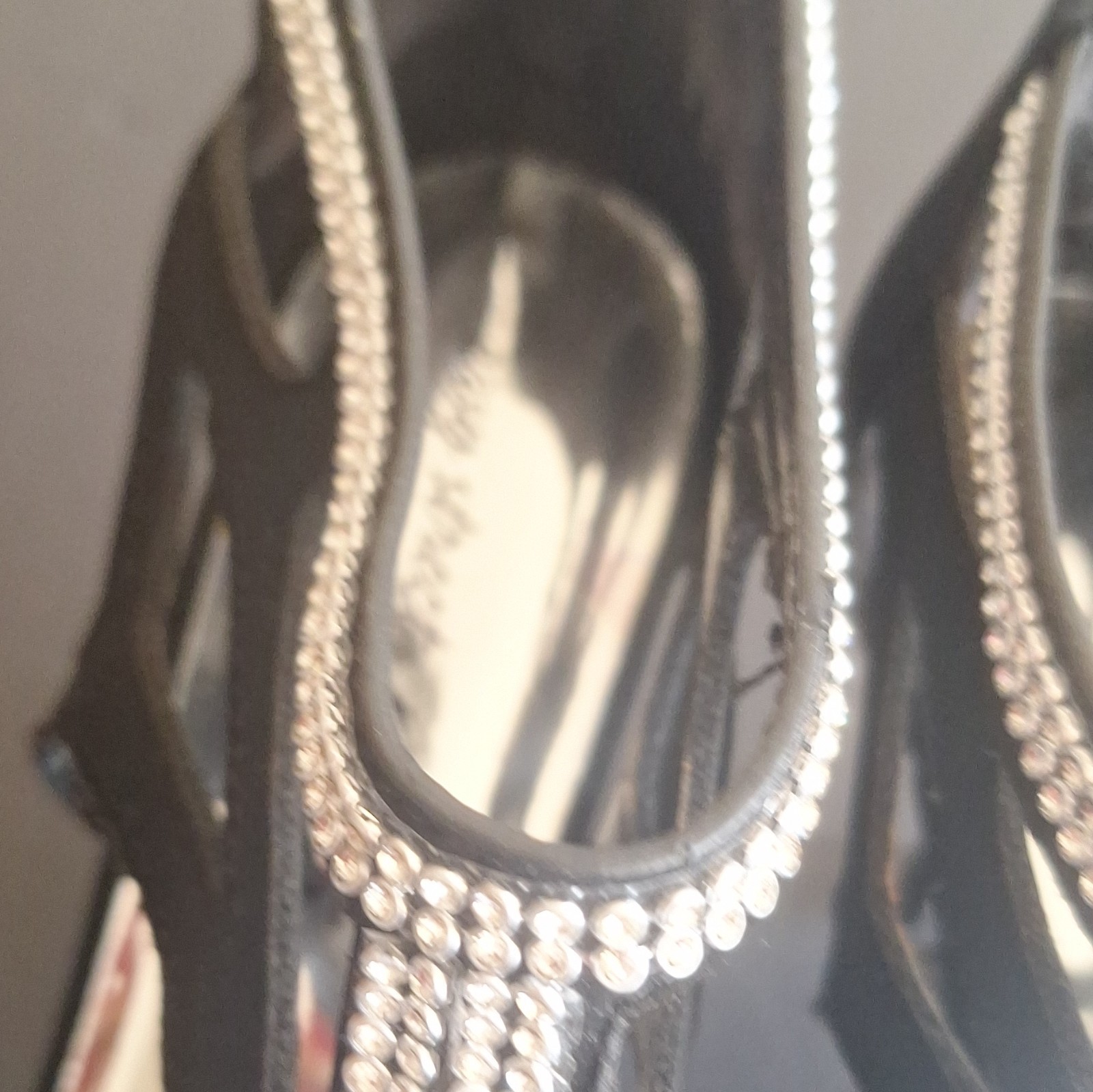 Women’s Black Rhinestone Strappy Ankle Strap Open Toe Zip Stiletto Heels 10W