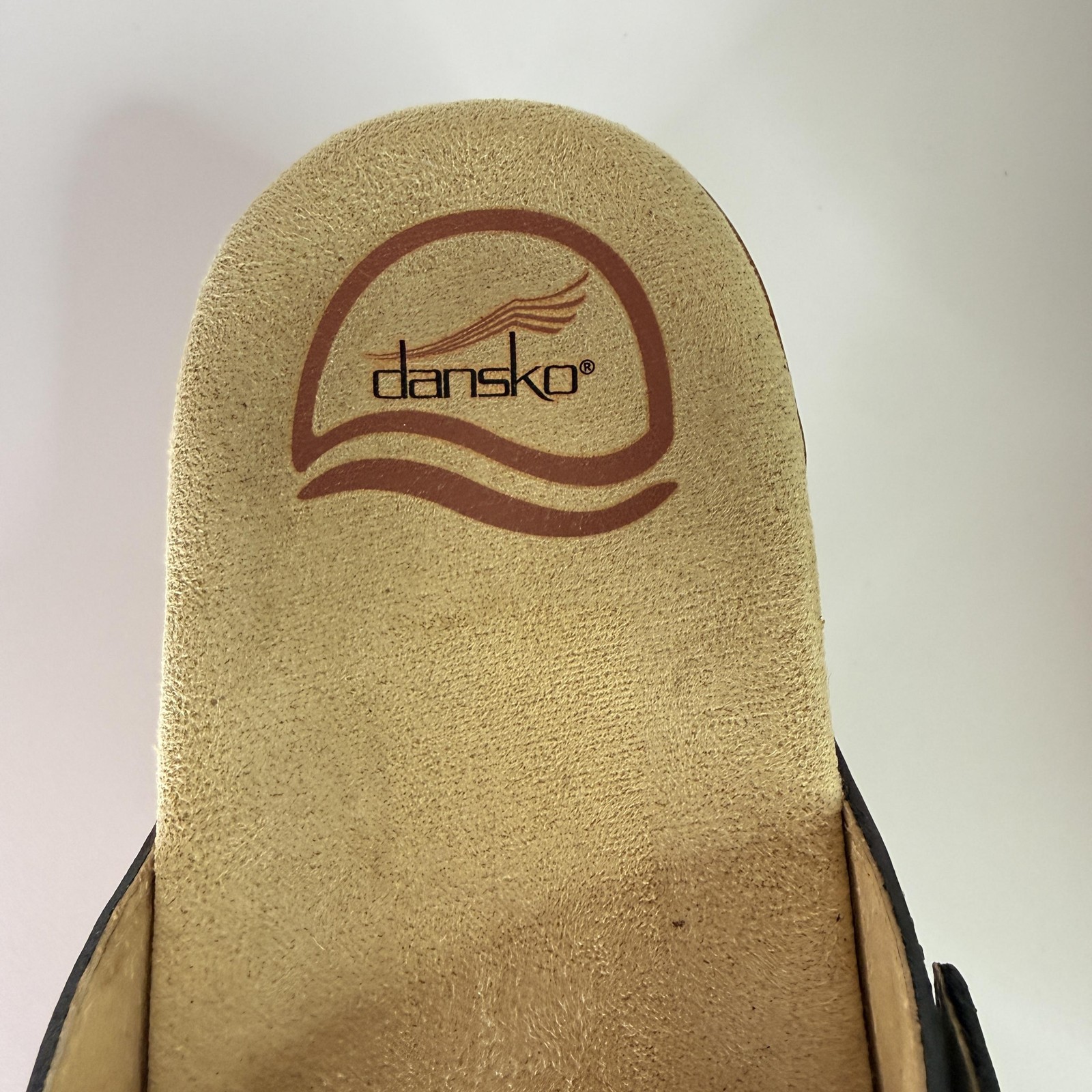 Dansko Sandals Womens Size 9 Black Leather Slide Wedge Buckle Comfort Shoes