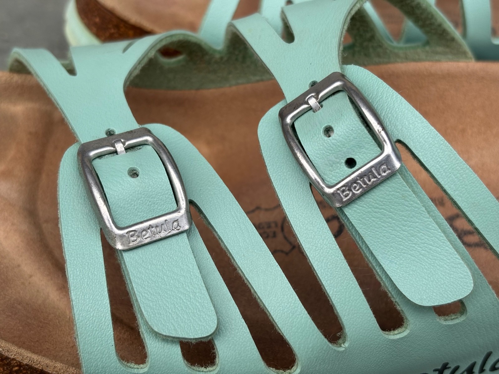 BETULA x Birkenstock GRANADA (40/9-N) Seafoam Green Birkoflor Sandals Slides