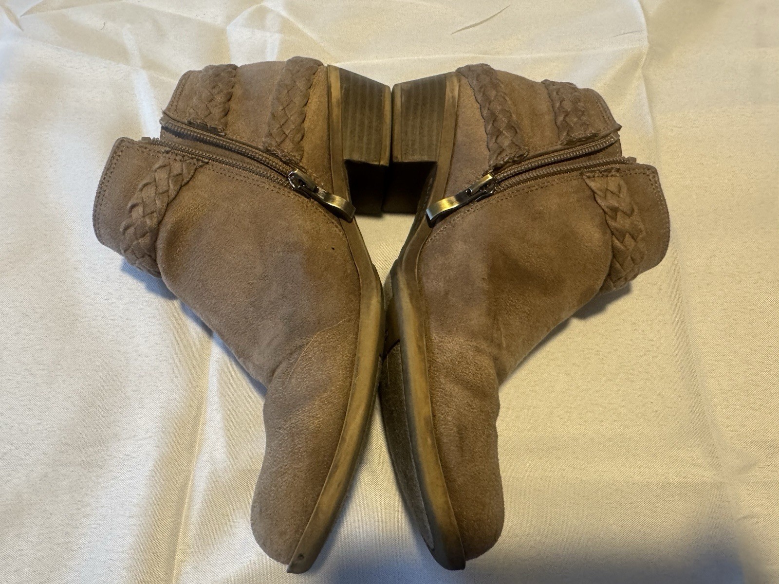 FLEX Adriana Brown Ankle Bootie Boots Comfort Buckle Zip Round Toe US 6.5M