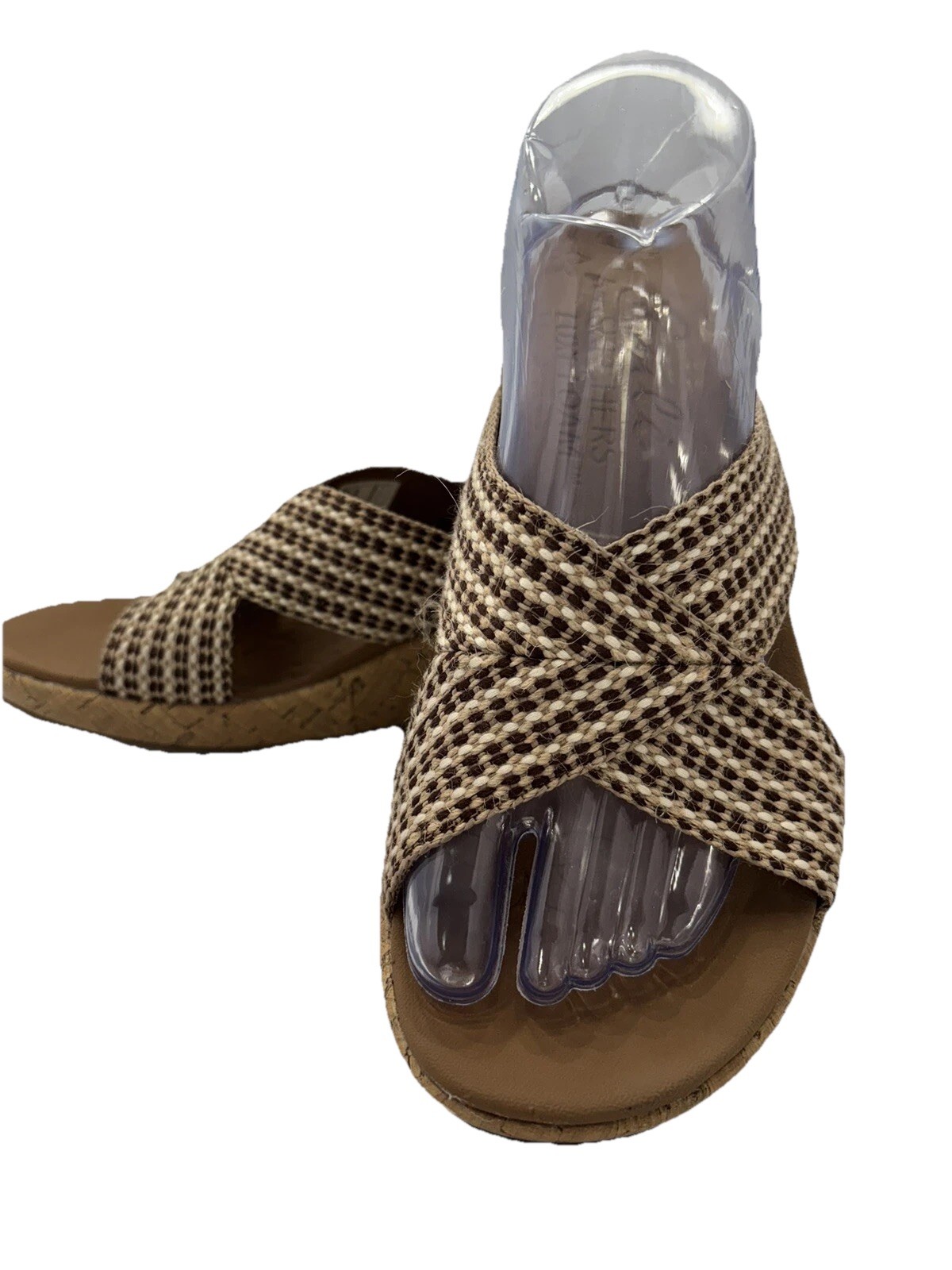 Cali Skechers Luxe Foam Sandal Womens 11 Criss Cross Open Back Cork Wedge Heel