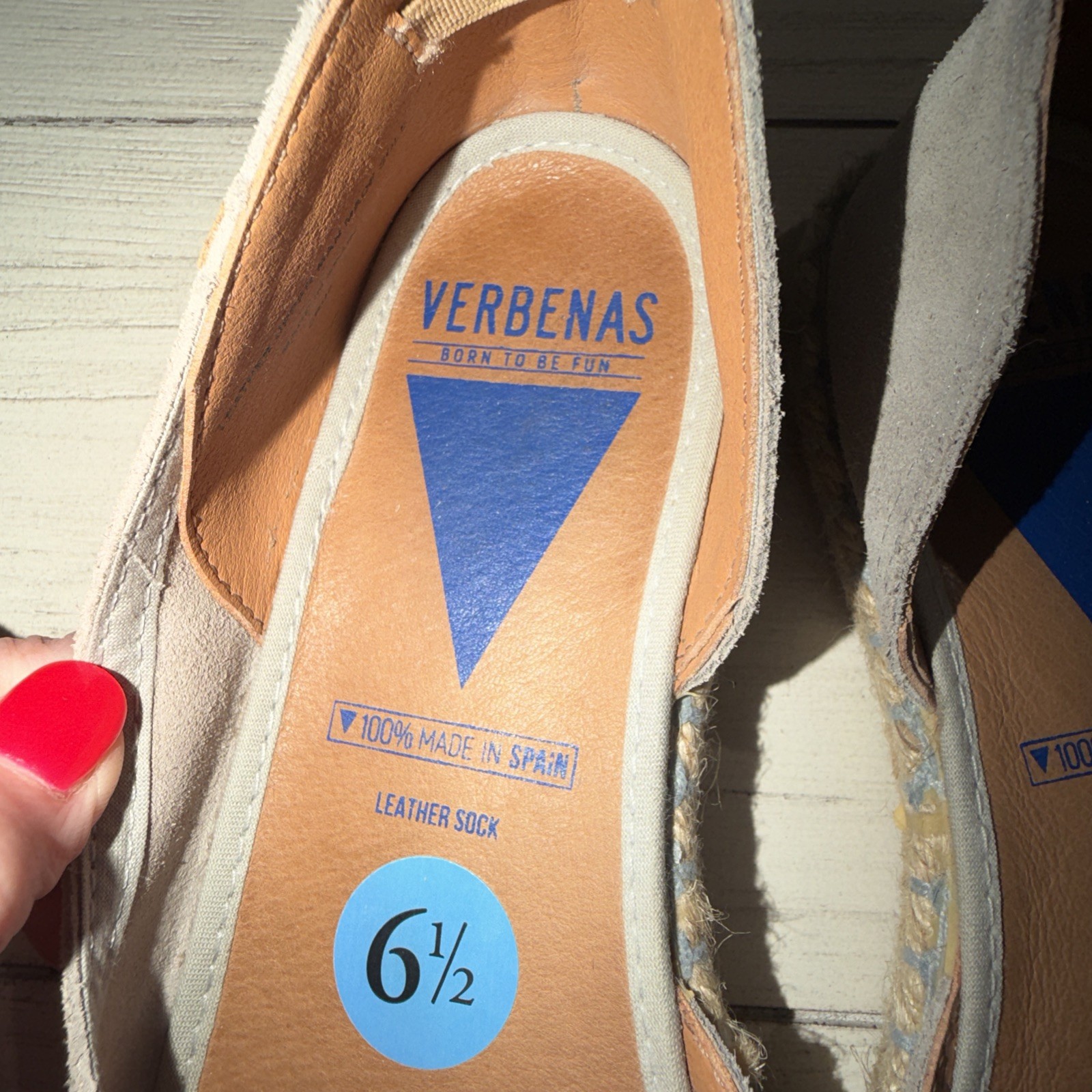 Verbenas Cruz Peep Toe Suede Leather Flats Taupe Espadrille Shoes EU 37 US 7 6.5