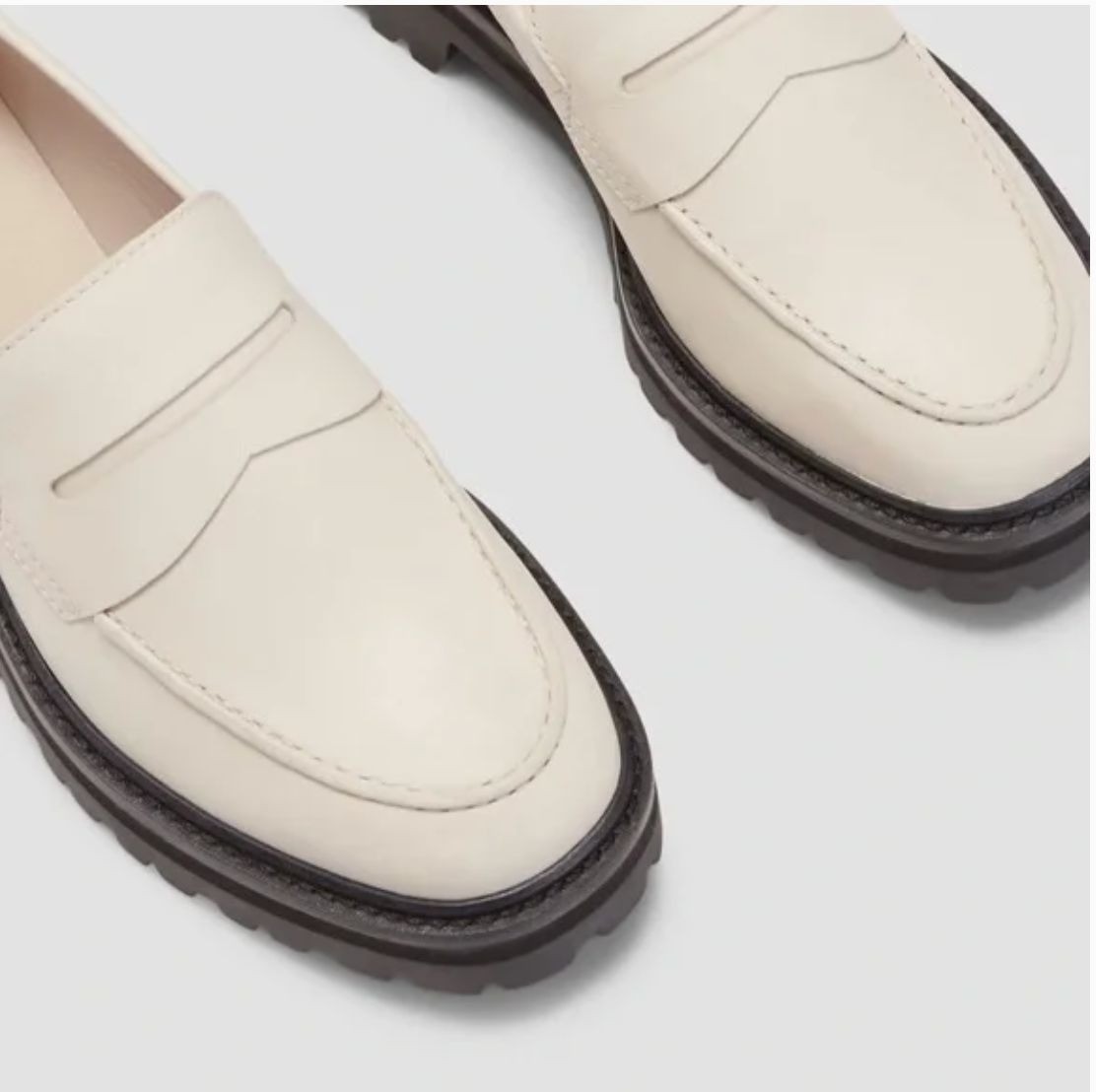 EVERLANE The Lug Sole Loafer 9.5 Chunky Parchment Cream Ivory Leather Platform