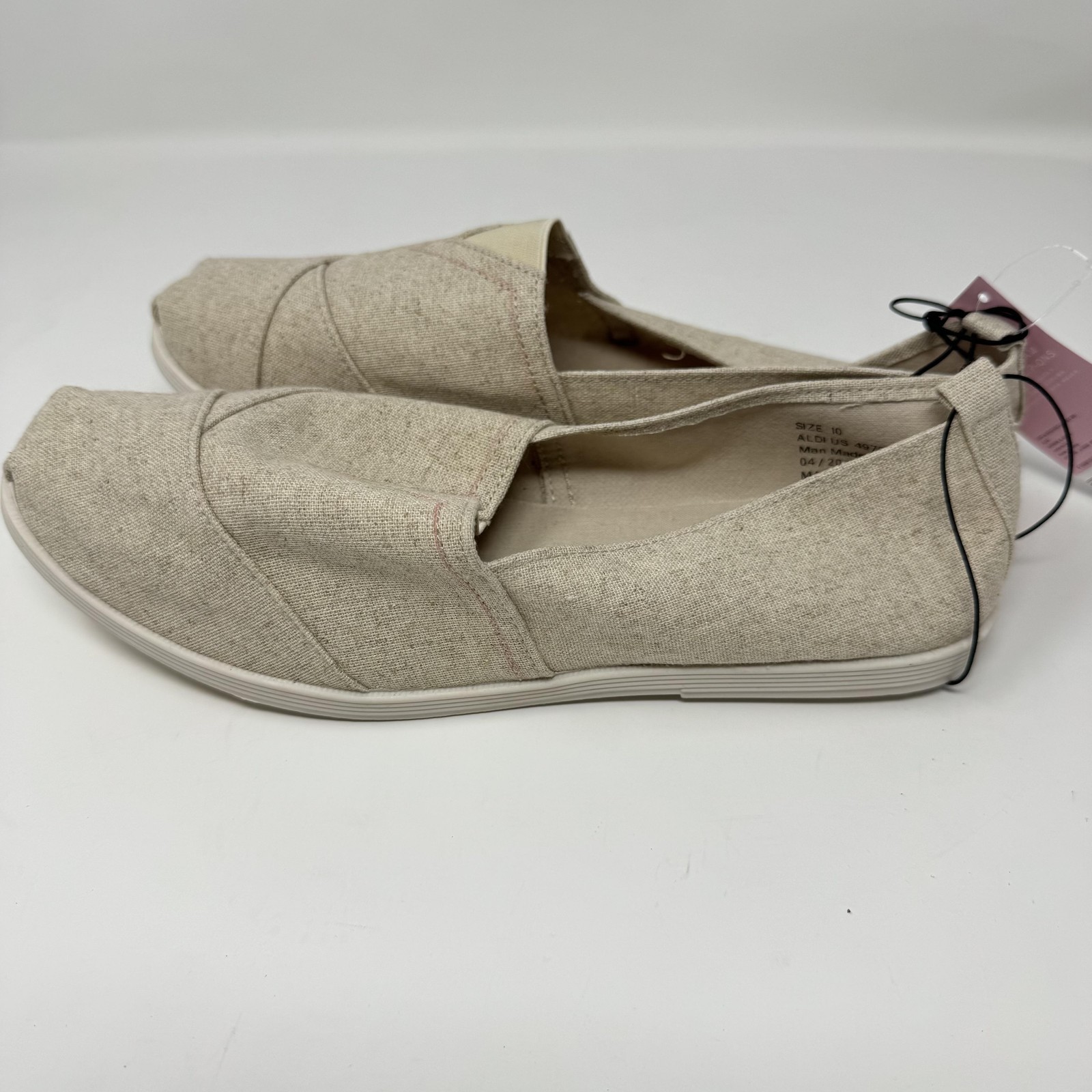 Serra Shoes Womens Size 10 Beige Canvas Slip On Flats Casual Lightweight Travel