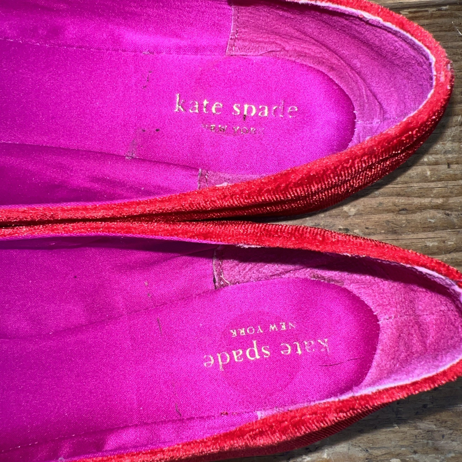 Kate Spade Red Velvet Bow Ballet Slippers Flats Shoes, Women’s size 9M