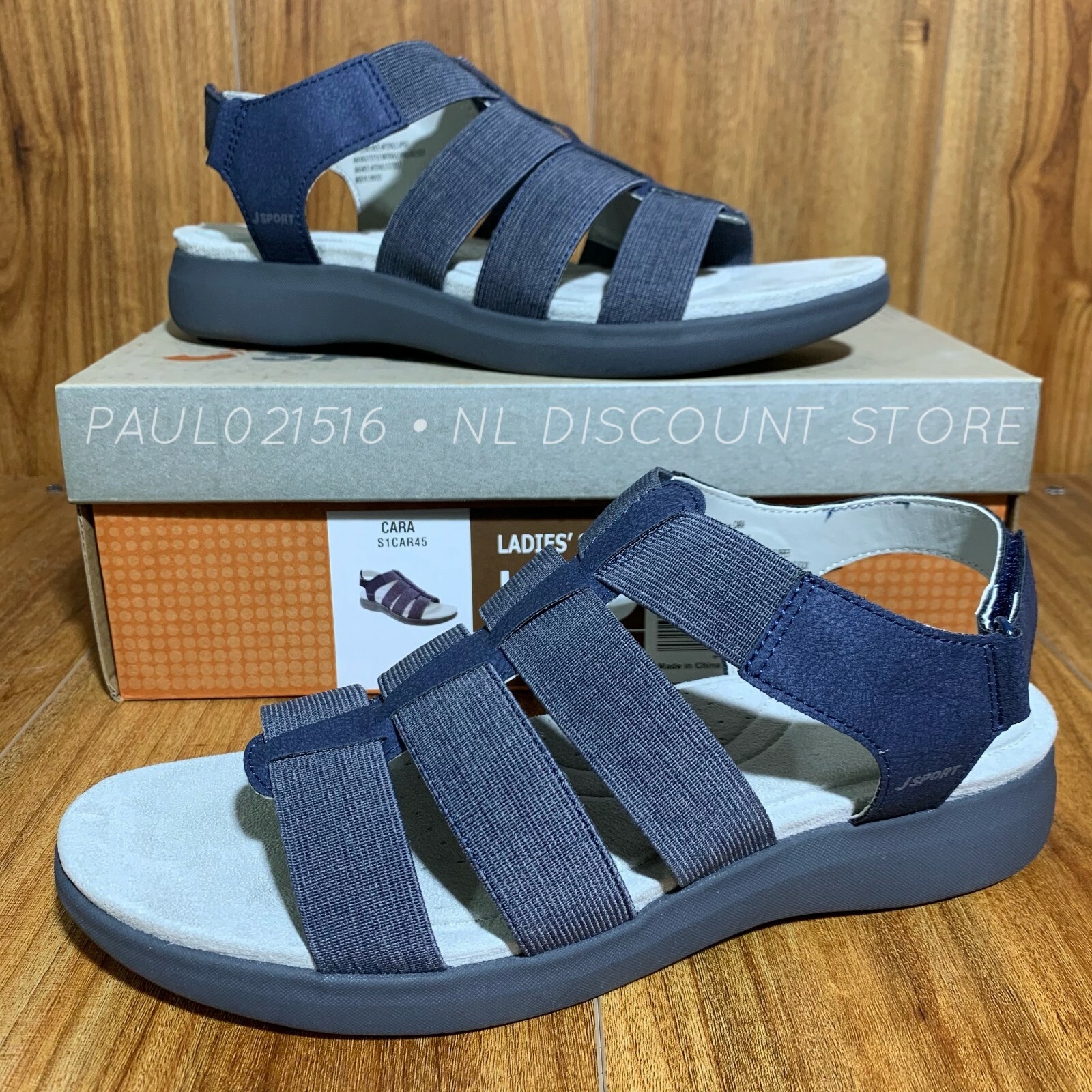 JSPORT Women’s Cara Lightweight Strappy Sandals ~ Navy ~ Sizes & Condition