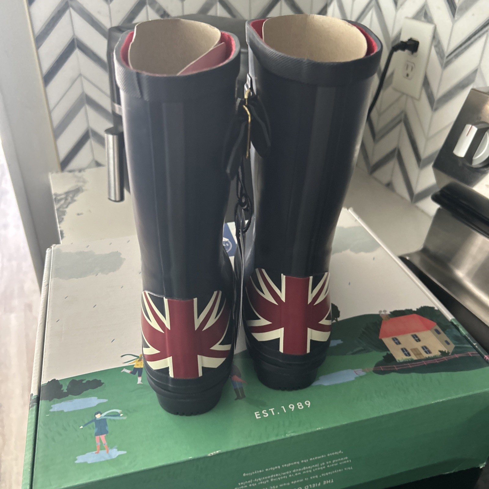 Joules Molly Welly Rain Boots Unionjack Size 8 Us UK 6 EU 39 Brand New!!