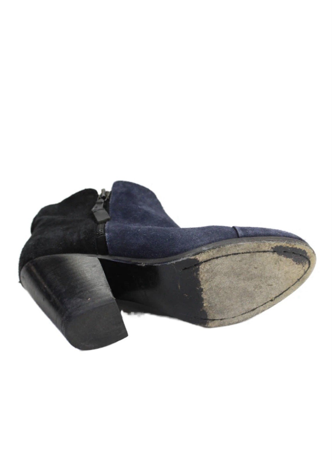 Rag and Bone Suede Ankle Bootie Blue/Black Round Toe Zip Closure US 8