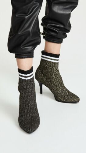 Stuart Weitzman Waverly Black Gold Sock Bootie Women’s Sz 8 NWB $400+