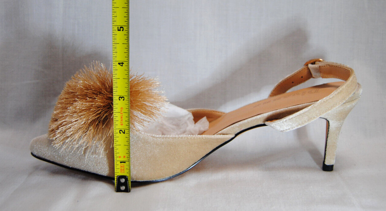 Divanne Women’s Puff Pompom Slingback Pumps Pointed Toe Kitten Heels New T2346