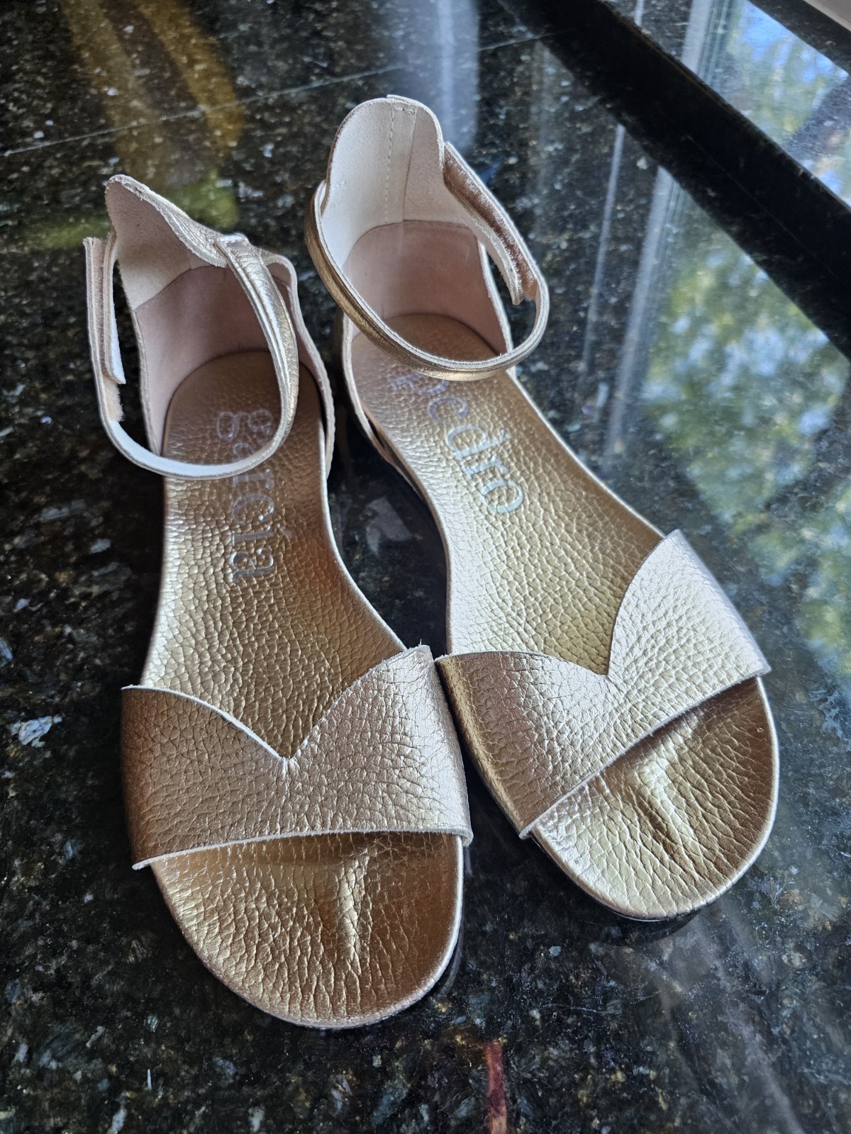 PEDRO GARCIA Jela Ankle Strap Sandal In Gold Sz EU39.5/US9.5