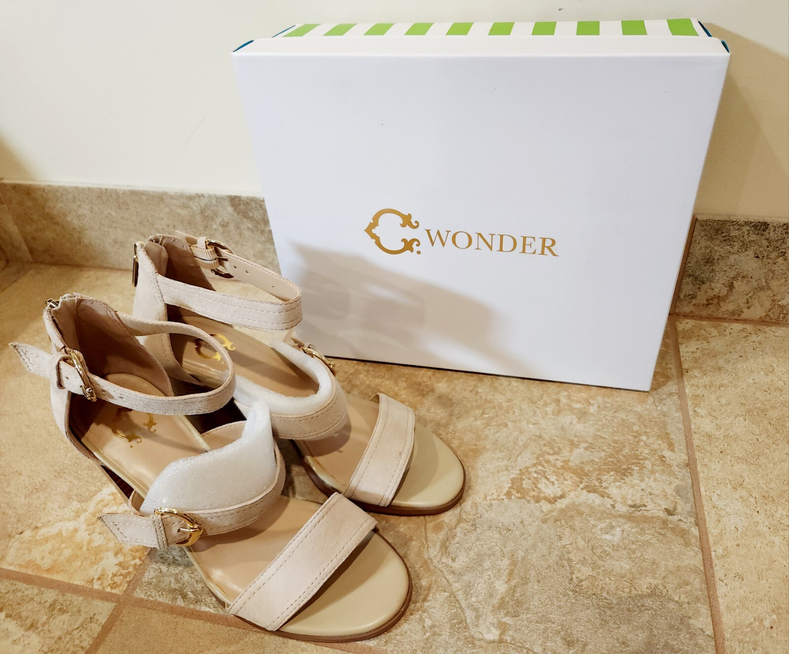 C. Wonder | Maya Women’s Beige Suede 3.5″ Heels Sandals Size 7.5 M | NEW! 💖✨️
