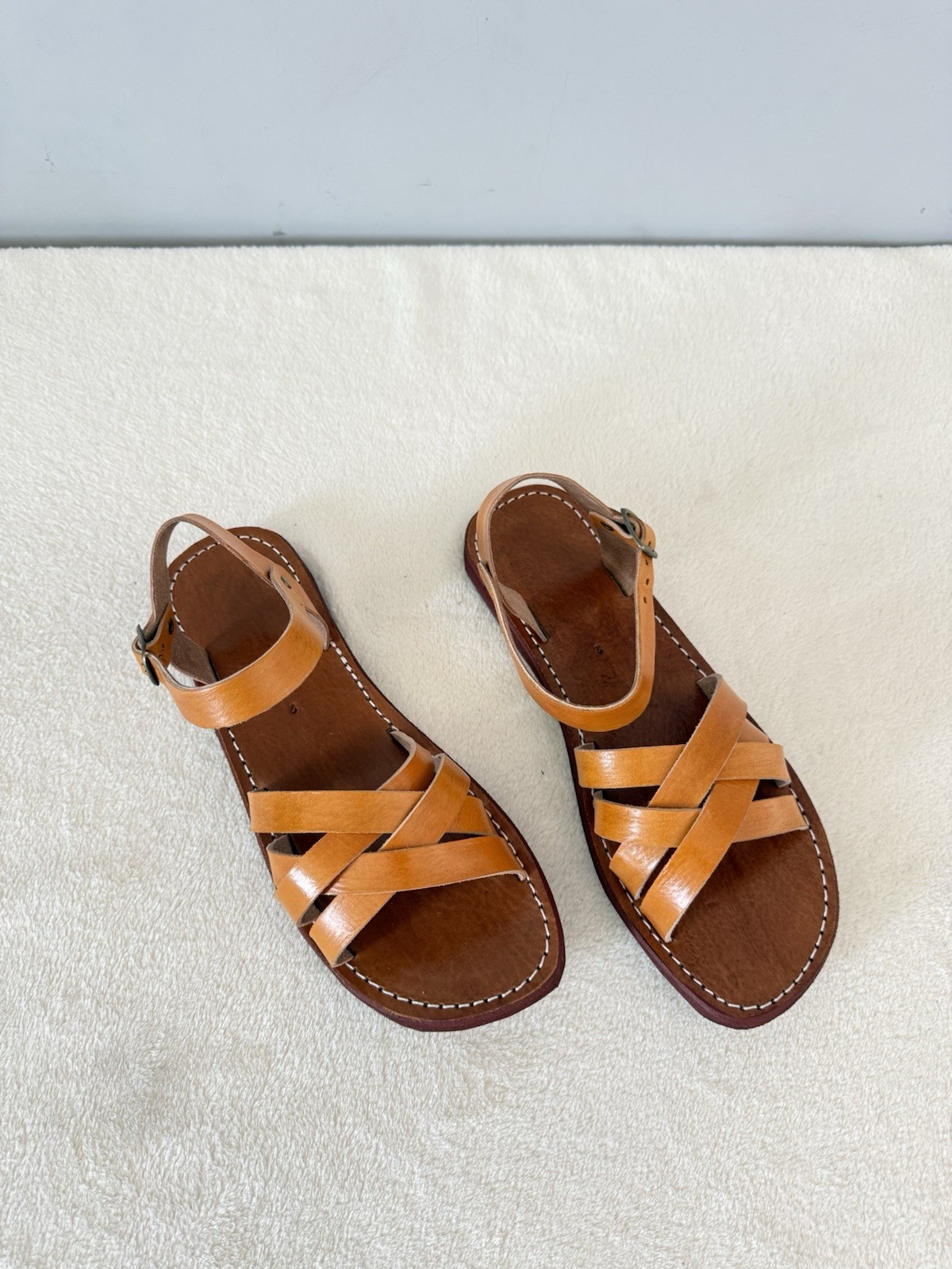 Handcrafted Genuine Leather Women’s Sandals – Four-Strap Cognac | 100% Handmade