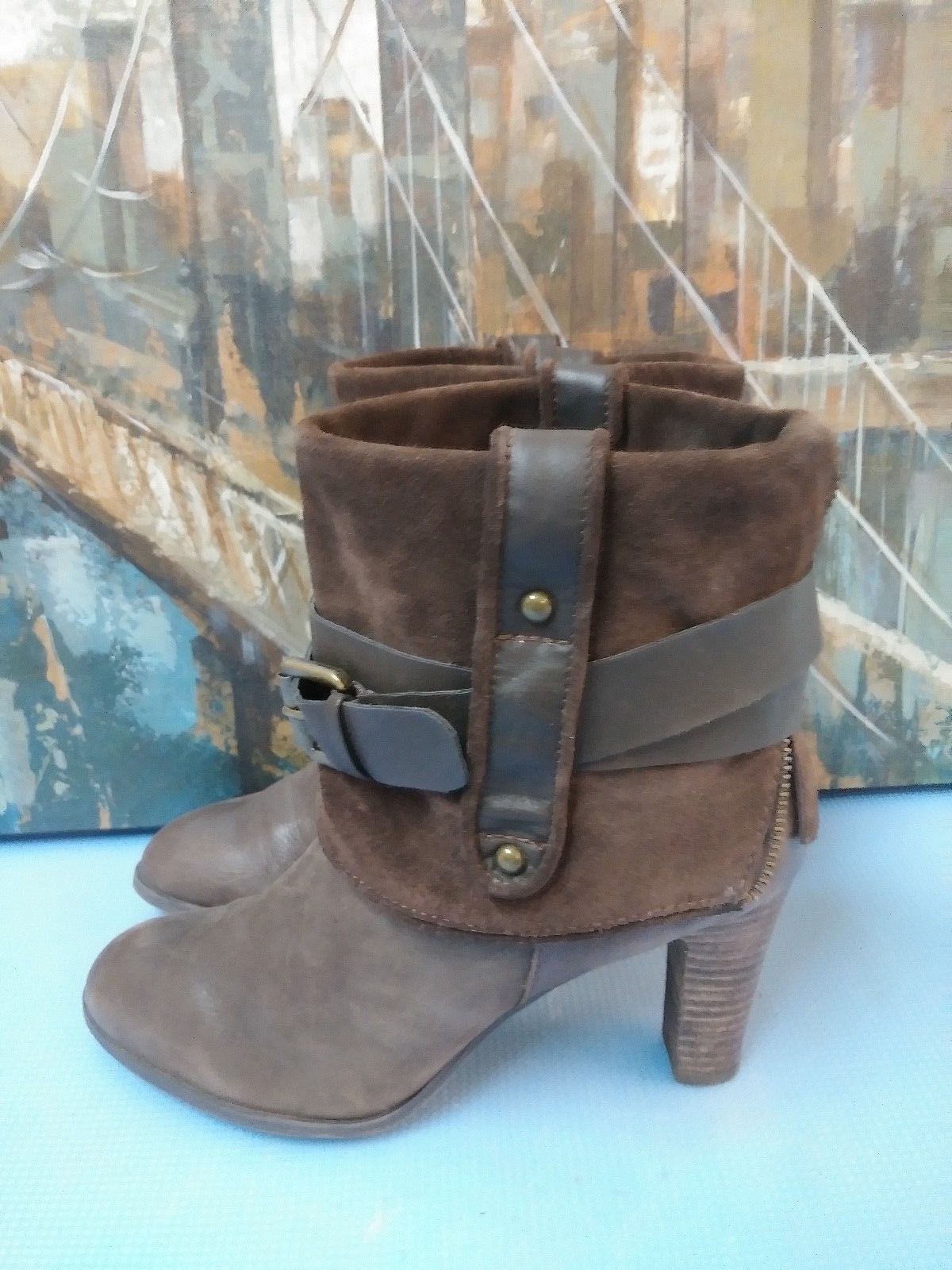 NINE WEST WOMEN’S MID CALF BROWN LEATHER US SIZE 9.5 MEDIUM (B, M)