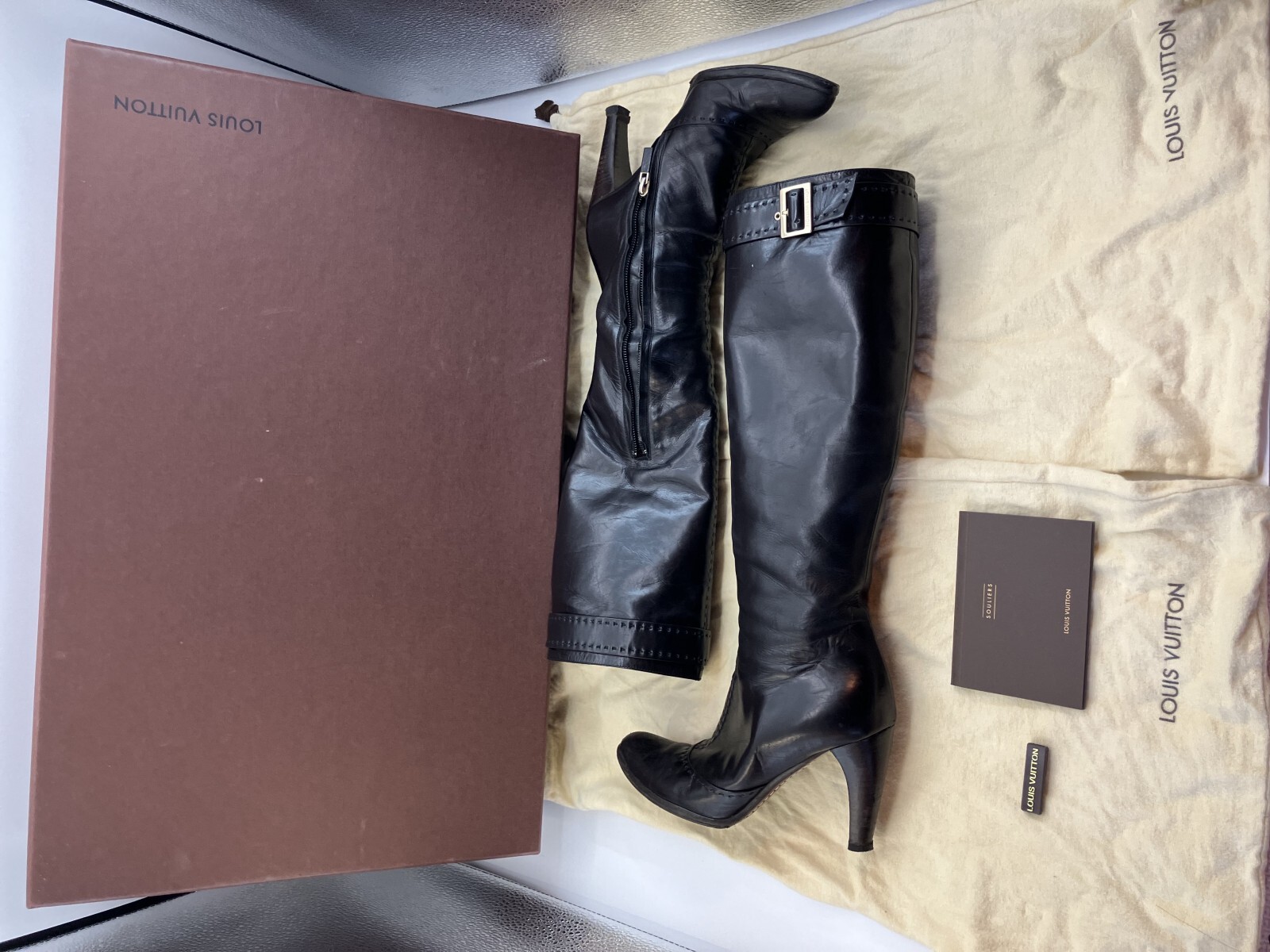 LOUIS VUITTON leather long boots black (EU 35.5)(US 5.5)(22.5 cm)(8.86 inch)…