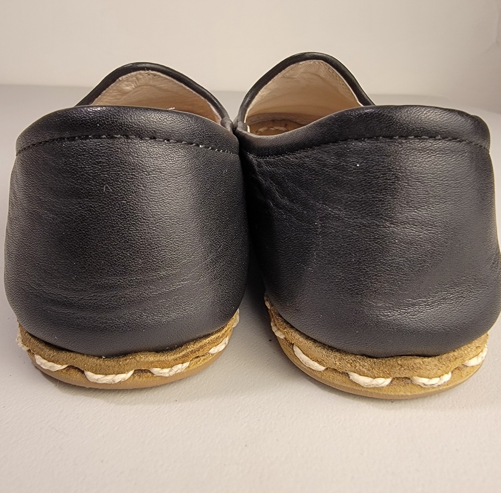 Sabah Women’s Slip On Shoes/Flats Glove Black Leather, Handmade, EU 37 US 6-6.5