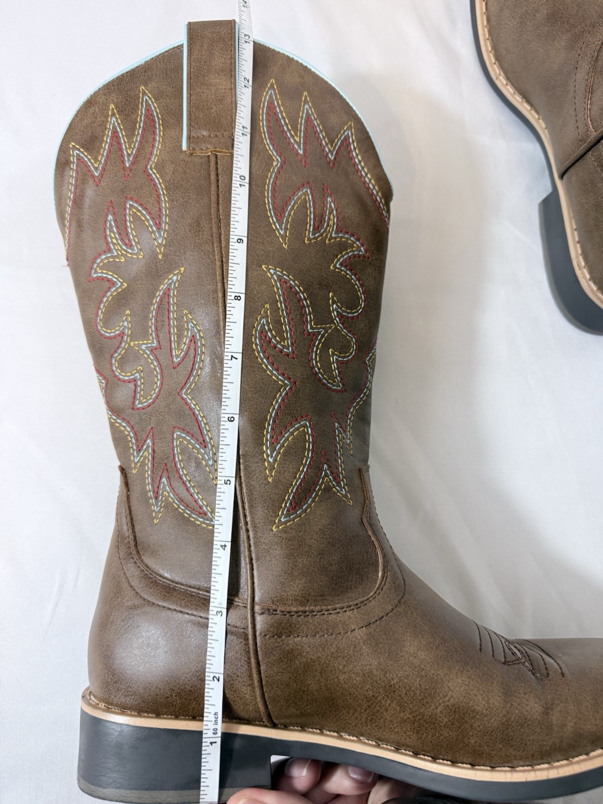 SheSole Women’s 9 Brown Western Cowgirl Boots Square Toe Embroidered