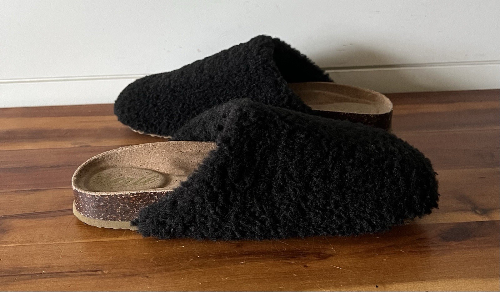 Aerie Sherpa Mule Slides Black With Cork Size 7