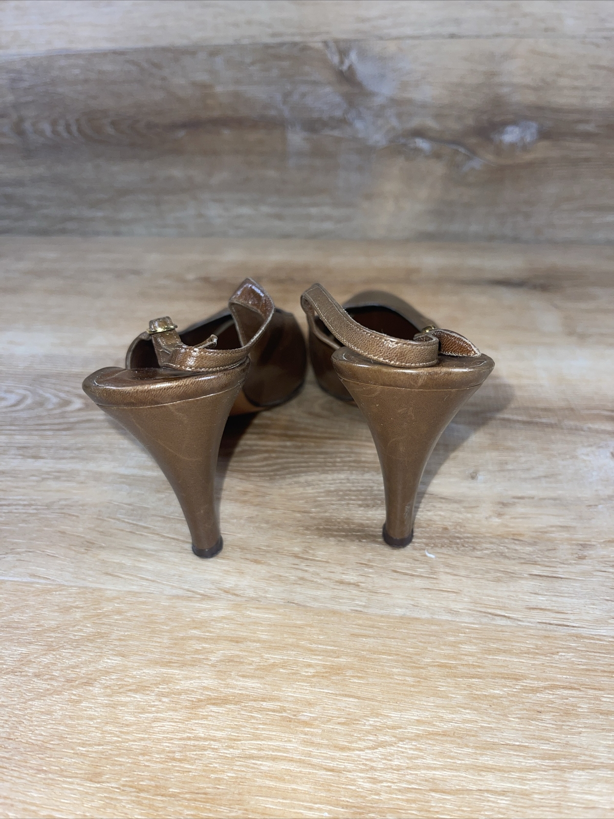 Vintage Gucci Leather W Snake Accent Sling Back Heels Shoes 38.5 N US 8.5