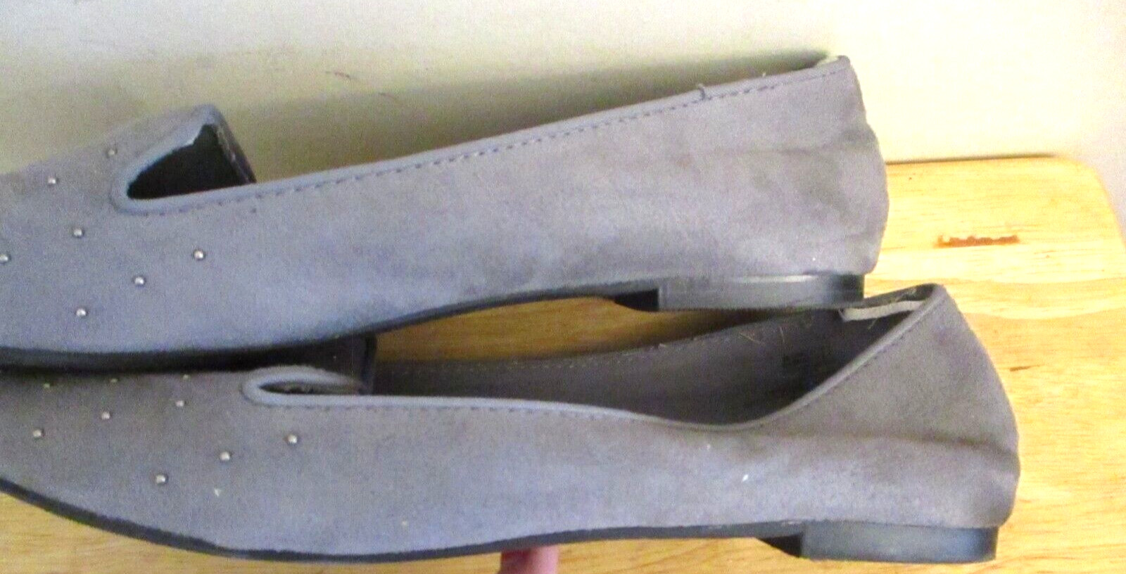 Old Navy Women’s Gray Faux Suede Textile Flats, Studded, Size 9