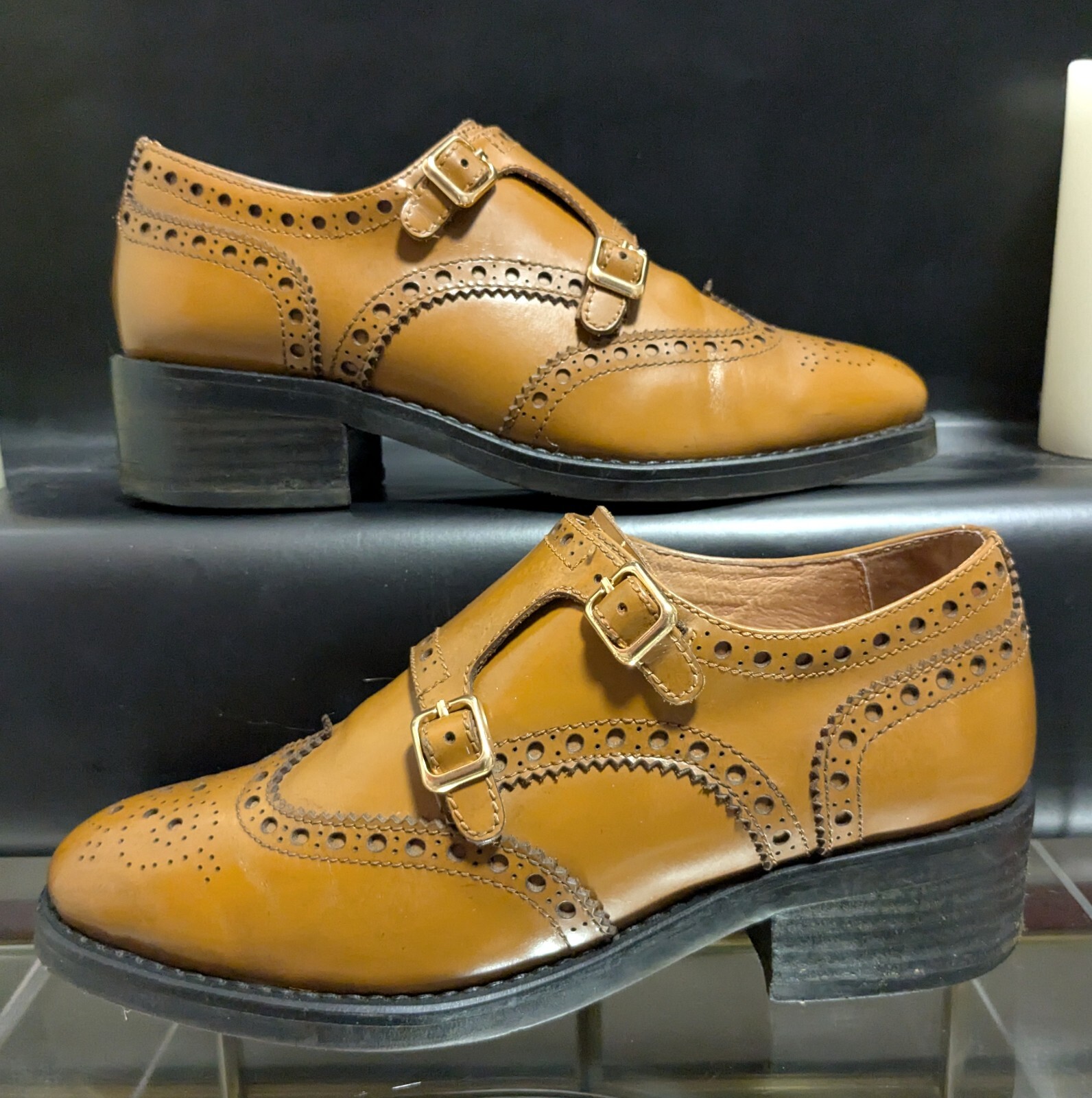 Church’s Lana Double Monk Brogue Cognac Leather Women’s Size 230mm / US 6
