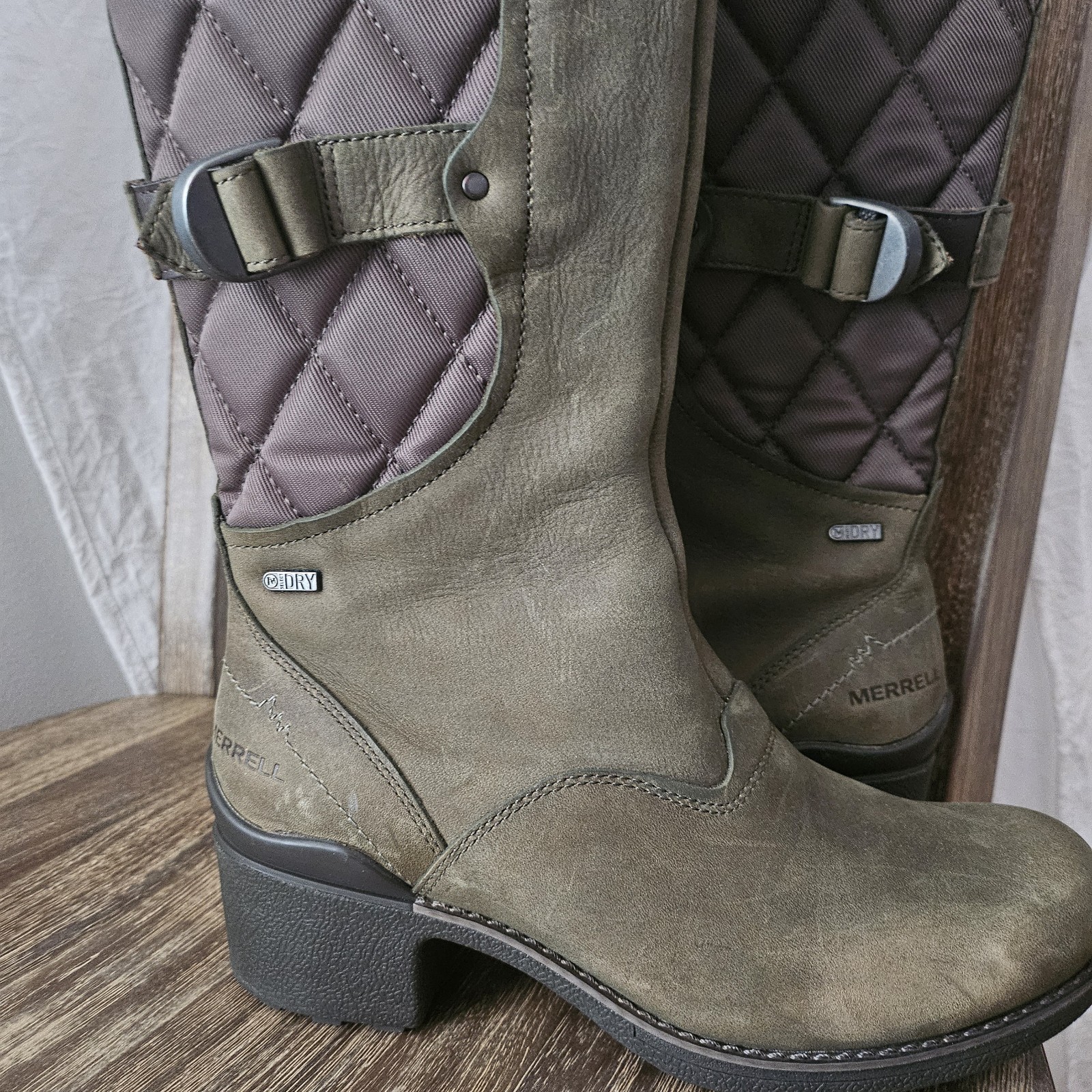 Merrell Tall Boots Women US6 UK3.5 EU36 Dusty Olive Performance Footwear Winter