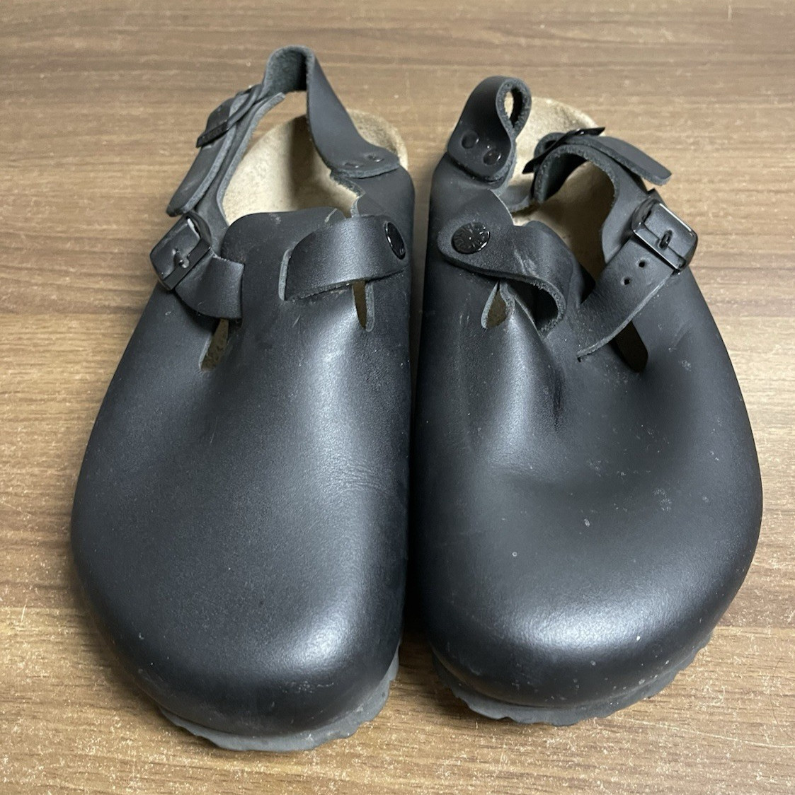 Birkenstock Womens Black Leather Clog Sandal Ankle Strap Size 39 W8 M6