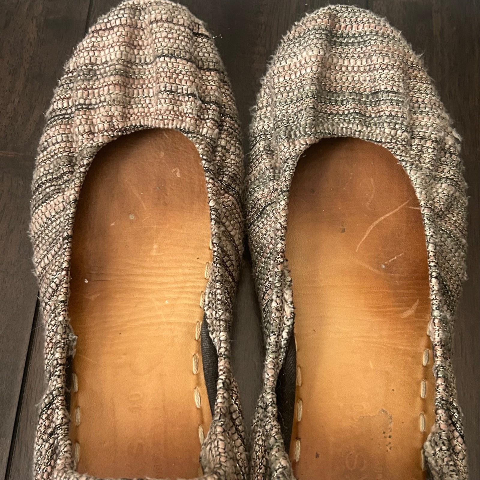 Tieks by Gavrieli Women 10 Mojave Woven Metallic Ballet Flats Brown Gray
