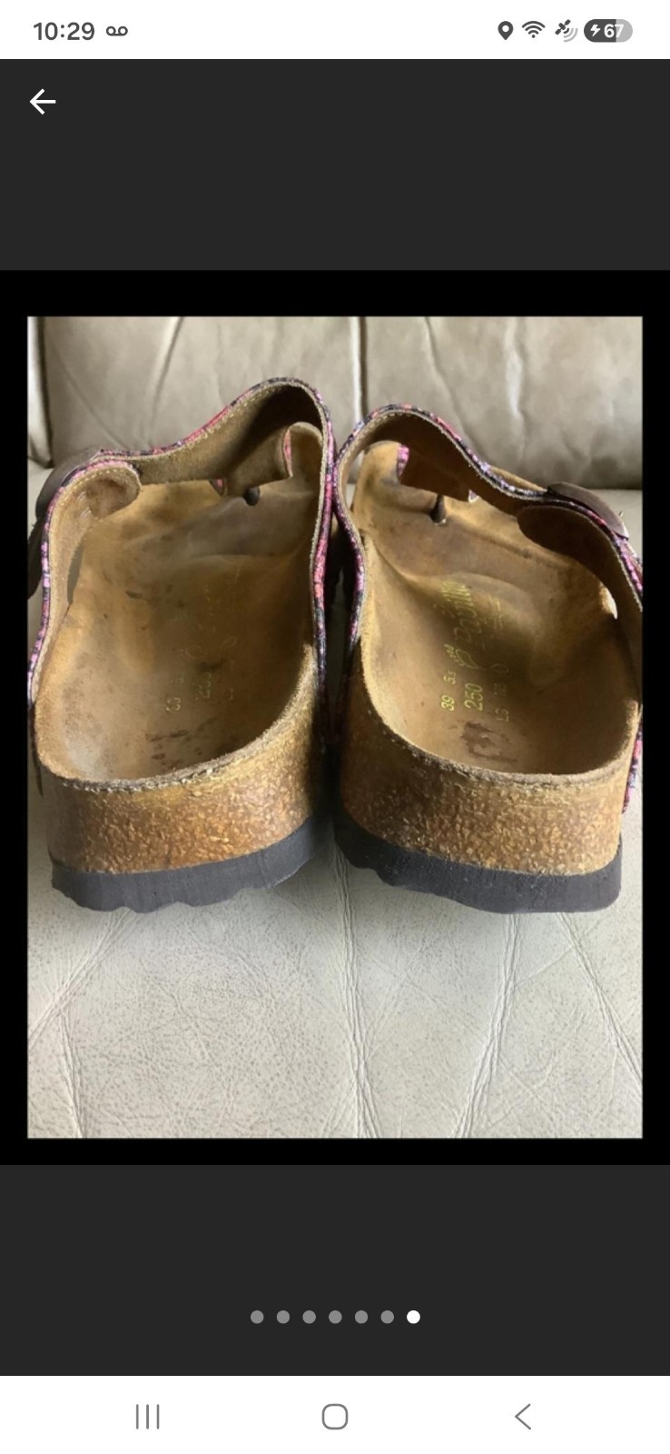 Birkenstock Women’s Pink Purple Snake Skin Leather Thong Sandals Size 39. 9-9.5