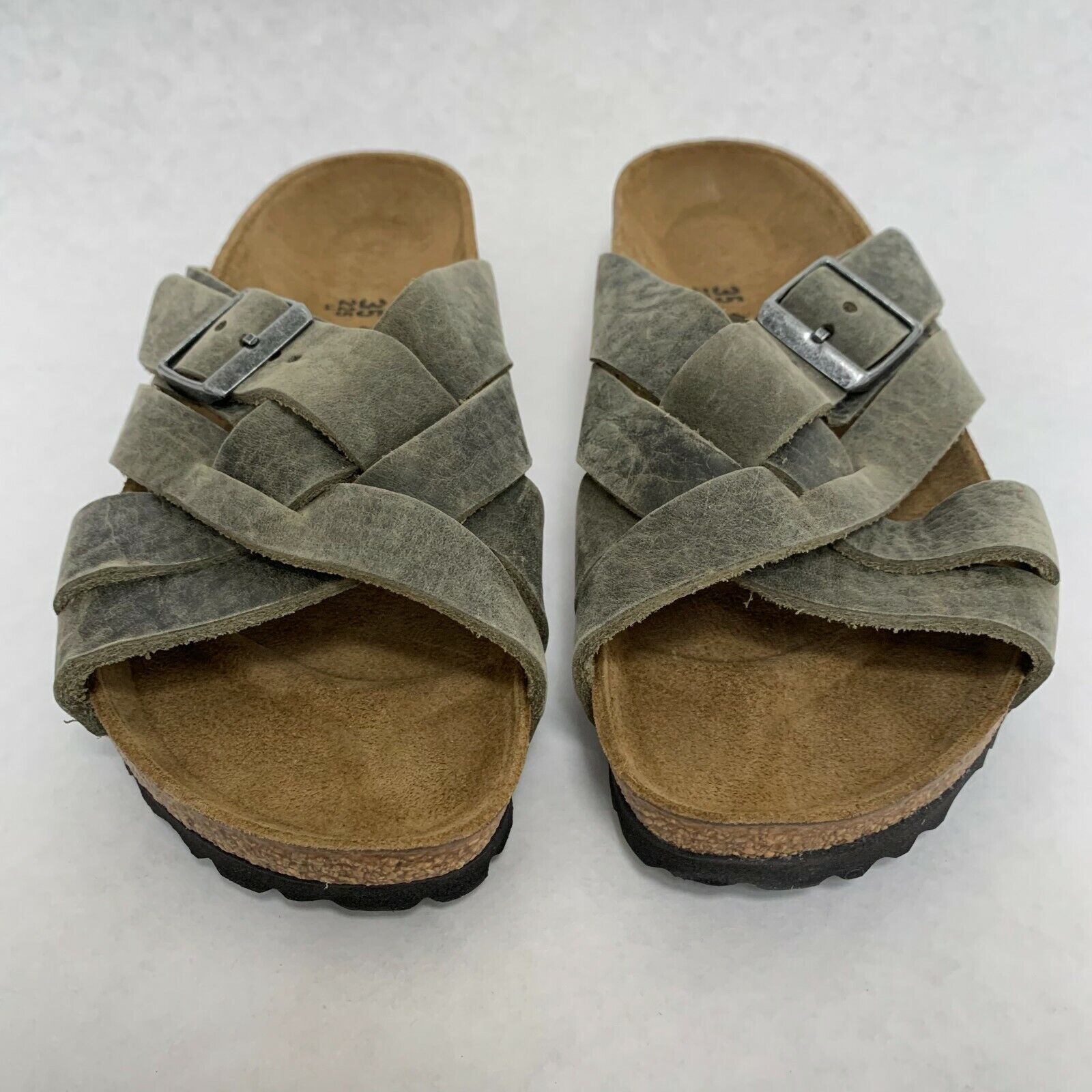 Birkenstock New w/o Box Lugano Faded Khaki Oiled Leather Regular – Select Size