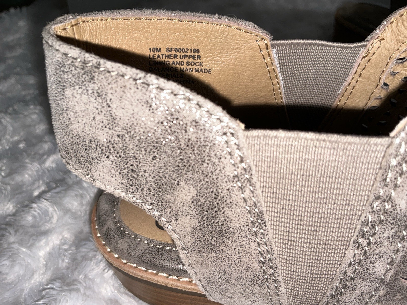 Sofft Womens Slingback Peep Toe Sandals Glitter Leather Gray Silver 10