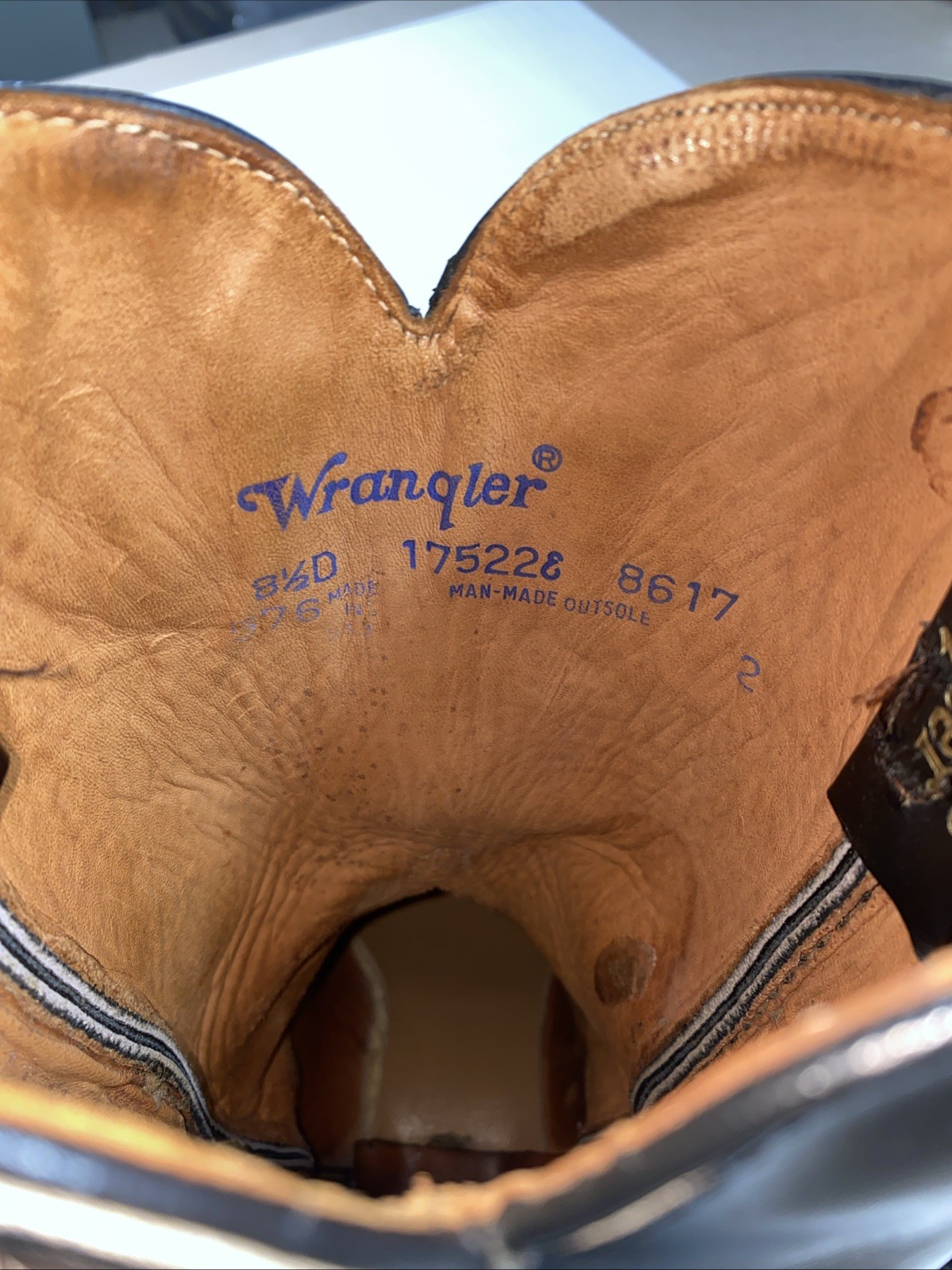 VTG Women’s Wrangler Black Cowboy Boots Size 8.5 M MADE IN USA See description