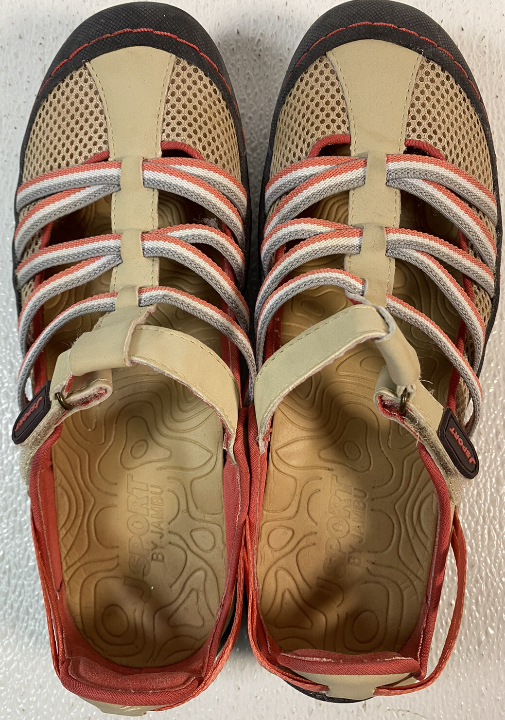 JSPORT by JAMBU Tan & Pink Closed Toe Sport Sandal Women’s size 7.5 Gently Used