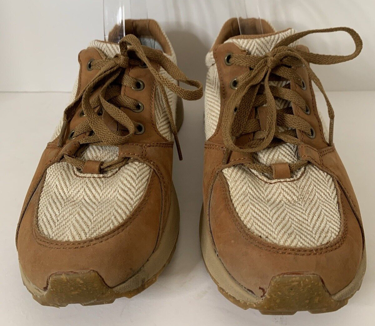 WRANGLER Women’s Size 9M Leather/Fabric Athleisure Low-Top Shoes, Brown/Cream