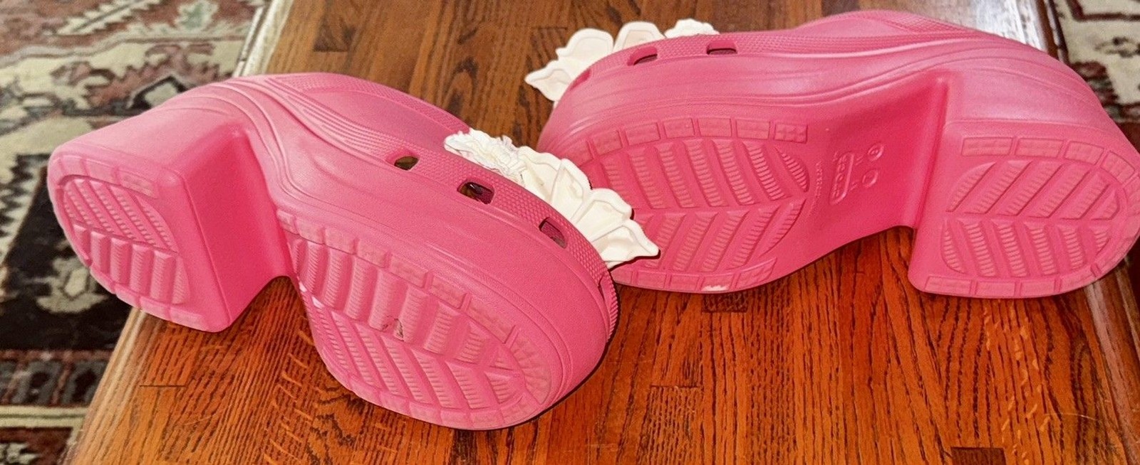 Crocs Siren embellished floral jibbitz Platform Clog In Pink W9 Excellent