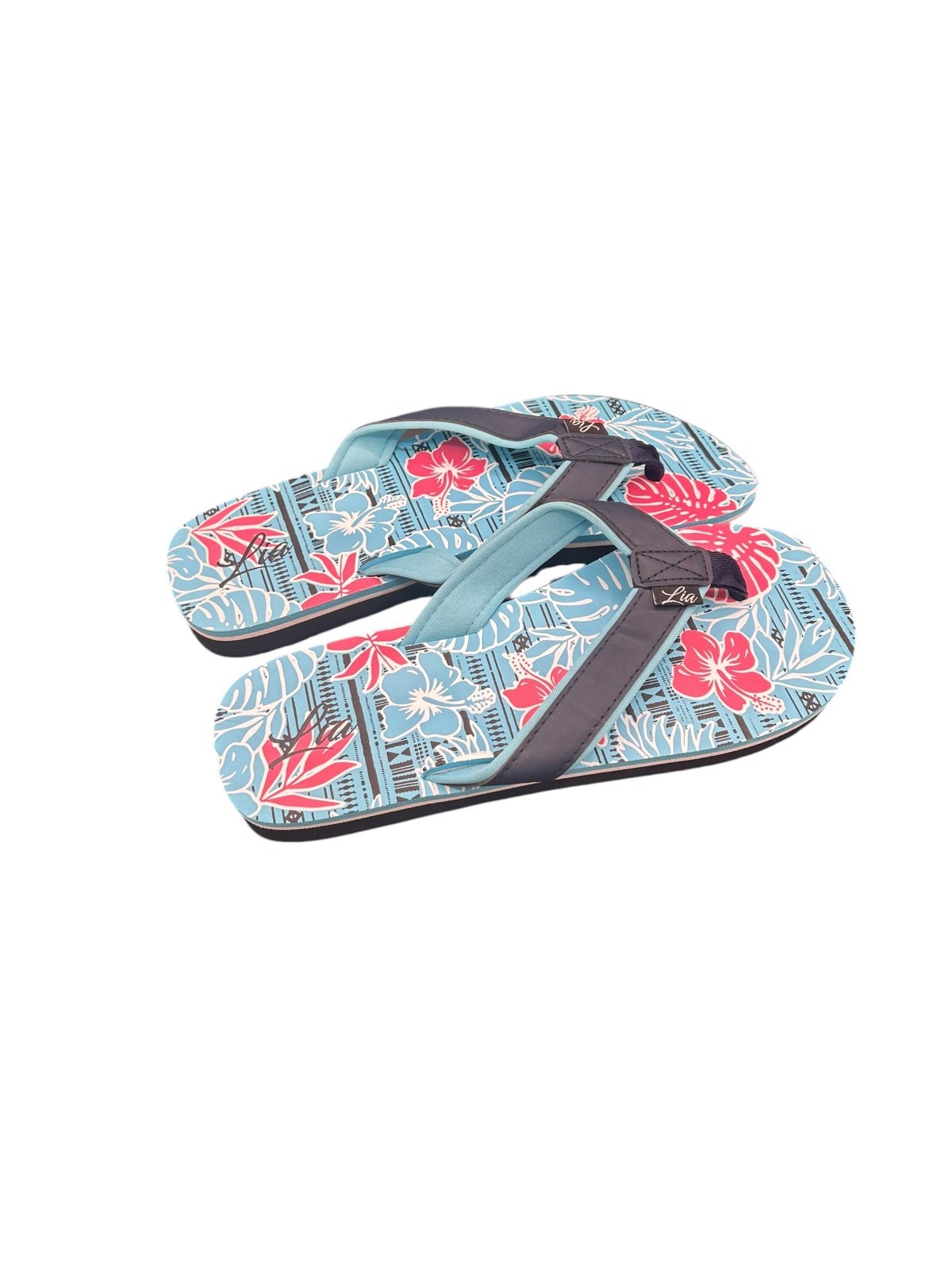 Lia Womens Floral Hibiscus Hawaiian Beach Sandals Size 6 7 8 9 10 11