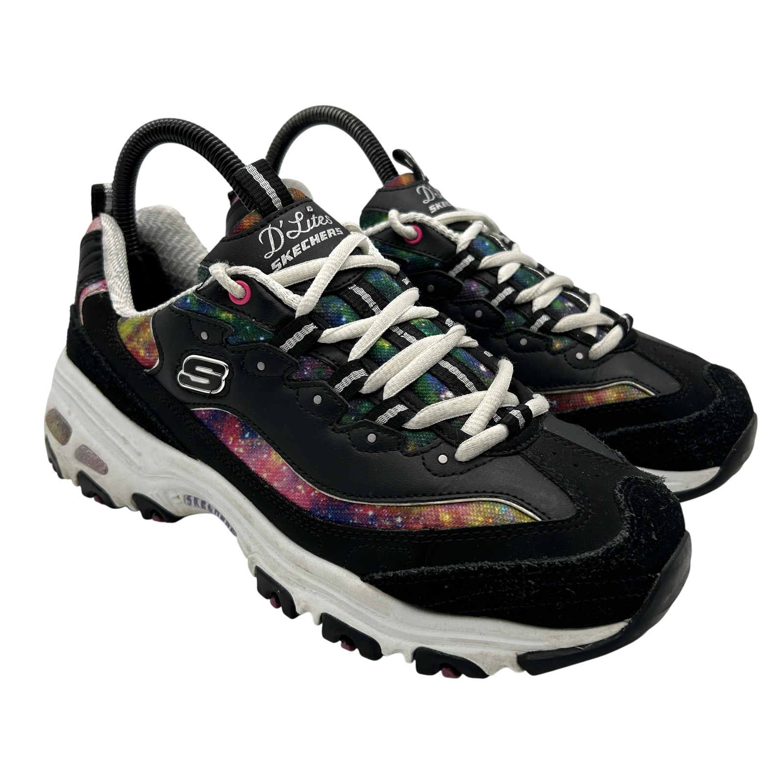 Skechers D’Lites Shoes Womens Sz 8 Galaxy Black Memory Foam 149782 Lace Up
