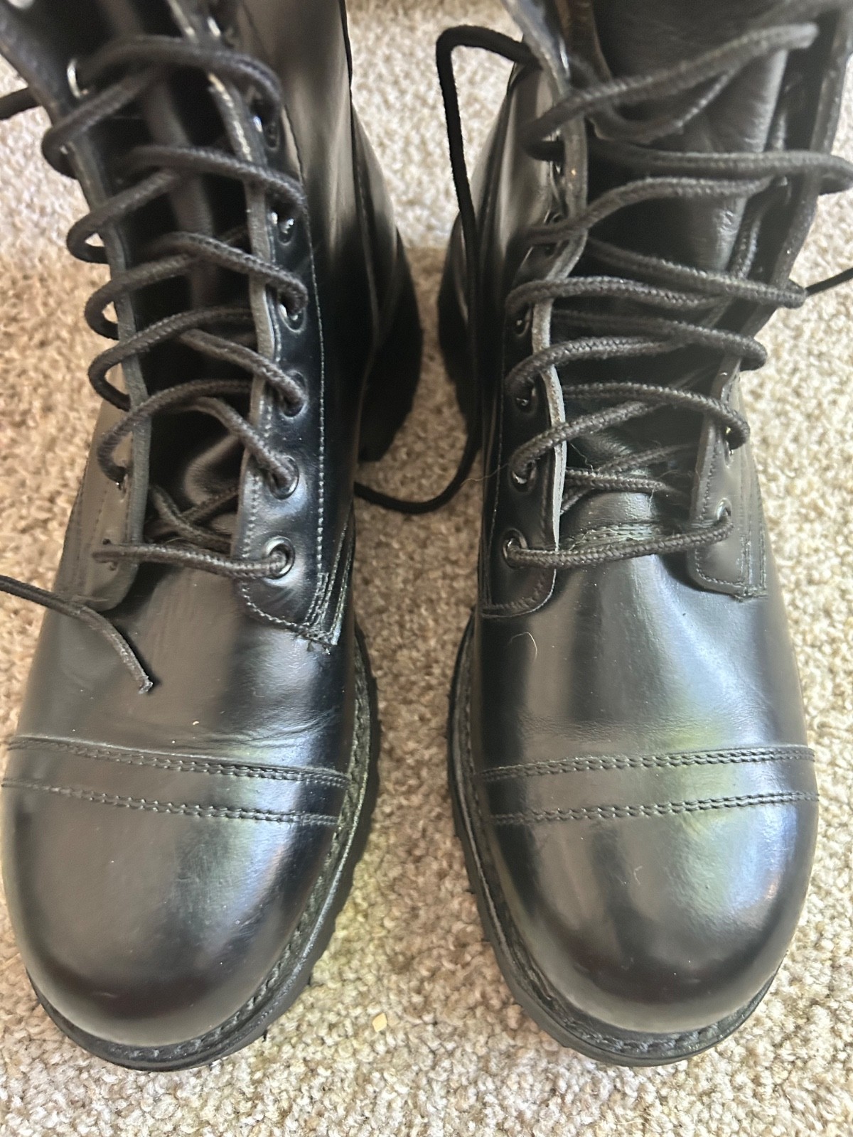 VTG Canadian Forces Black Leather Army Garrison Boots Men 5 D / Women 6.5 Goth