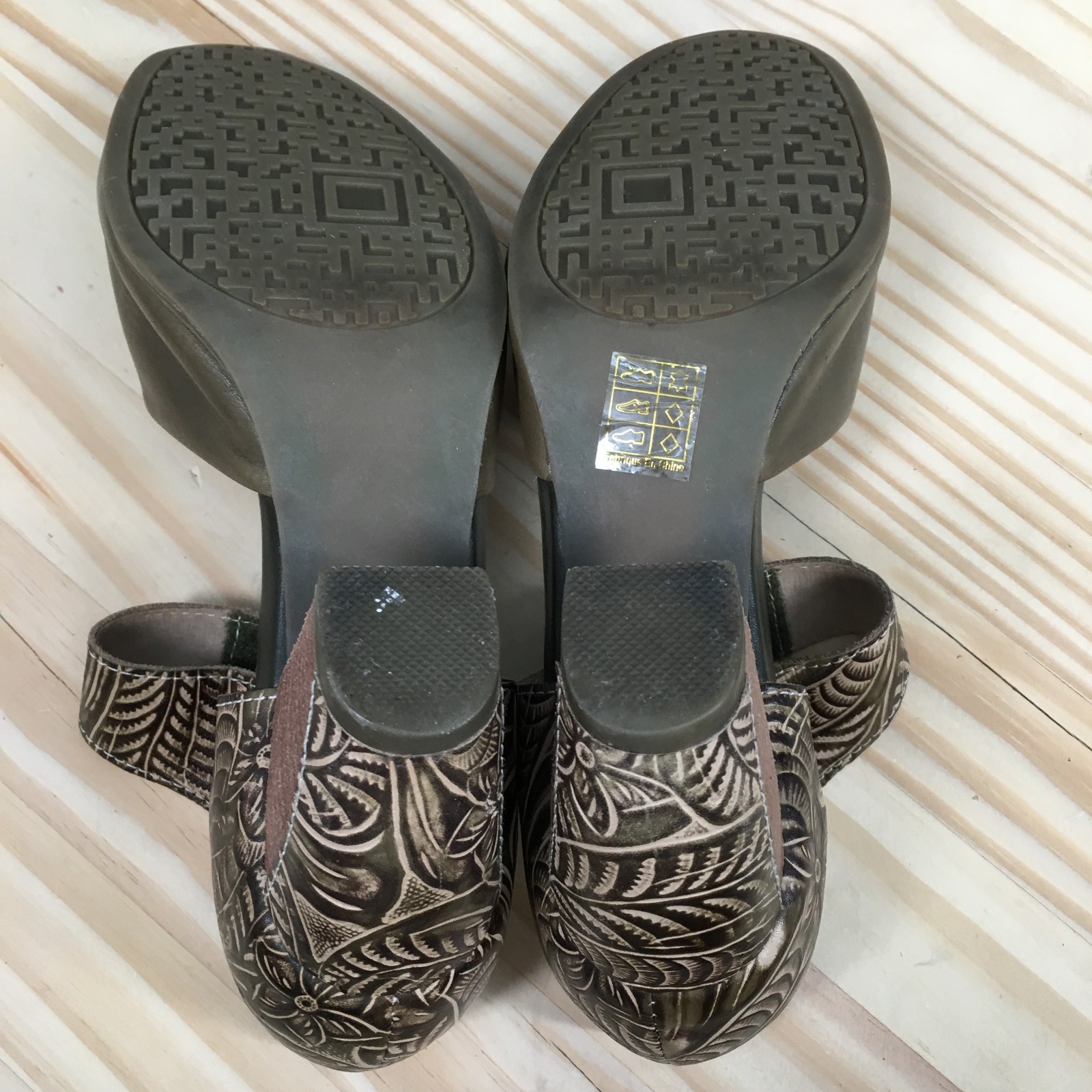 L’Artiste by Spring Step Toolie Shoes Womens 38 Ankle Strap Tooled Casual Green