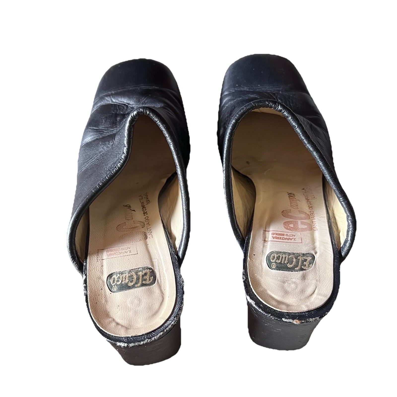 Vintage Y2K Black Leather Mules EU 39 – Goth Grunge Biker Witchy Retro