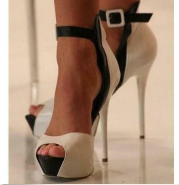Women Ankle Strap Platform Buckle Peep Toe Sandals High Heels Stilettos Shoes