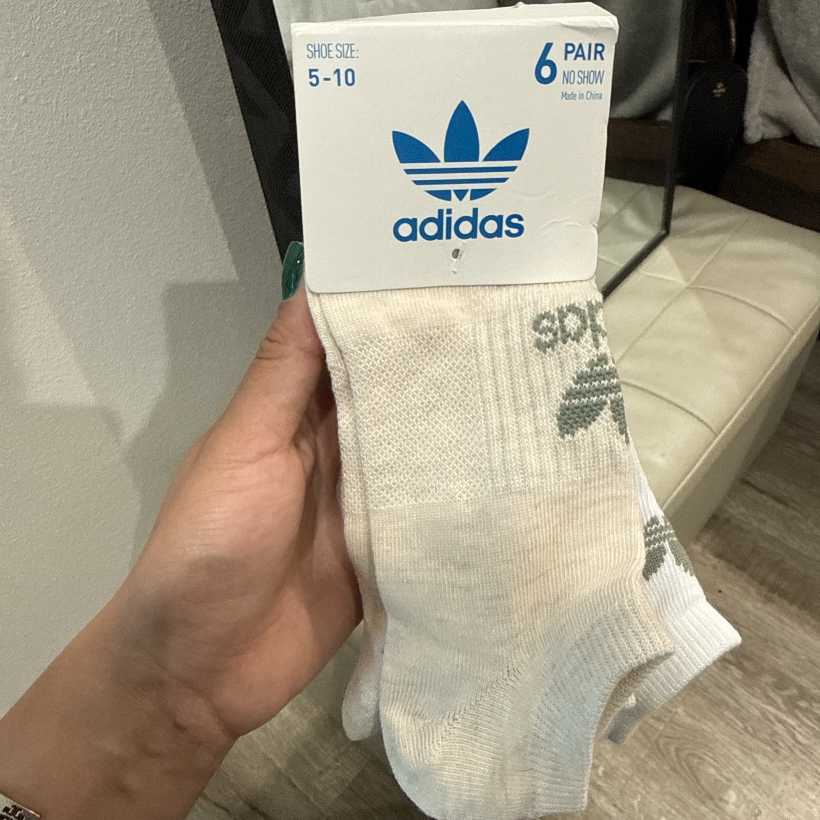 Adida No Show Socks Women’s 6-10 White 6 Pairs