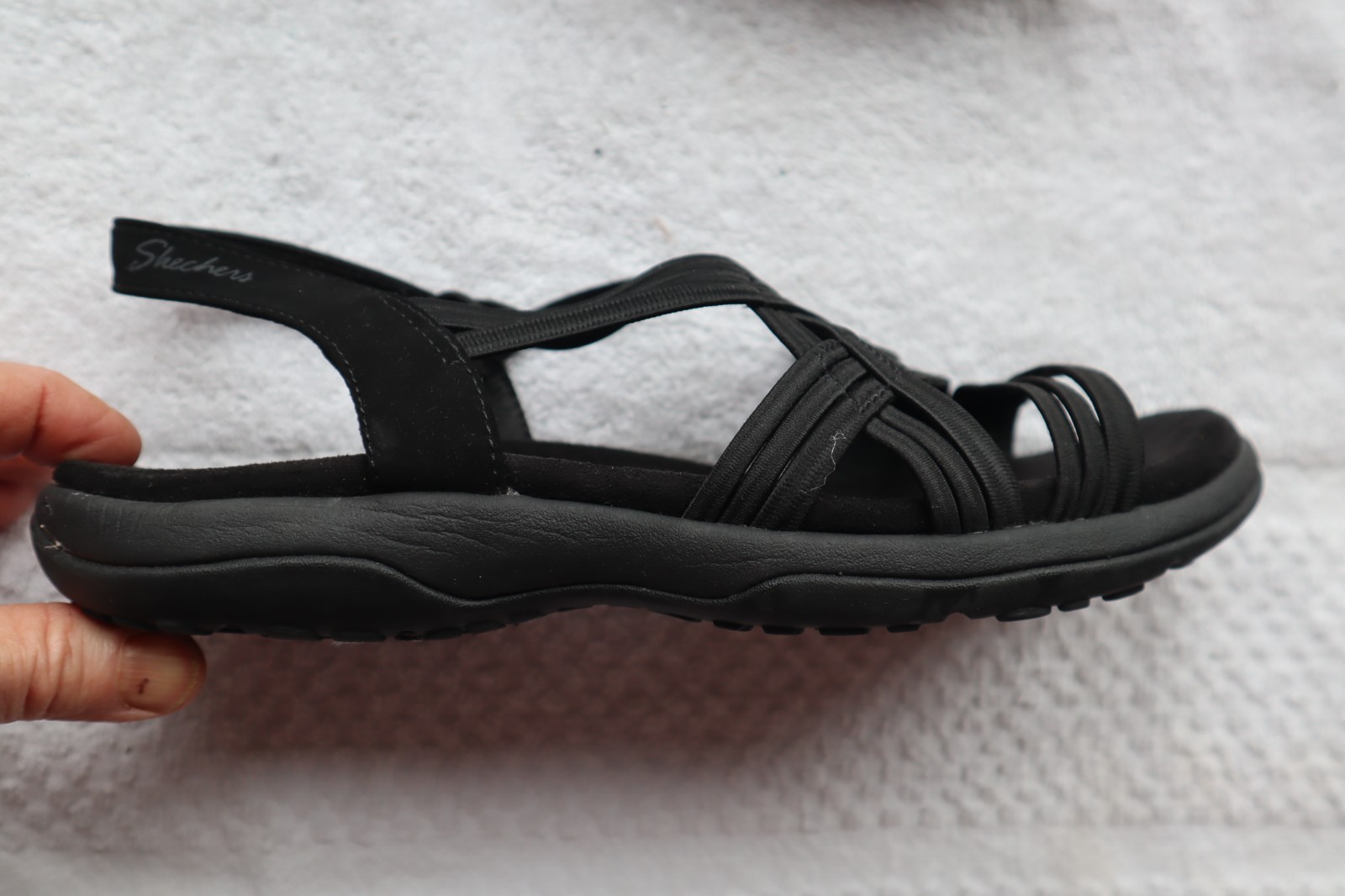 Black Synthetic & Textile SKECHERS Reggae Slim Sunnyside 2 Slingback Sandals 7